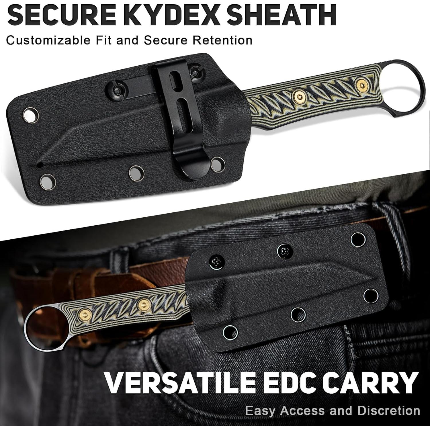 Cuchillo de Hoja Fija EDC NedFoss RAVEN 3.4" Acero 14C28N