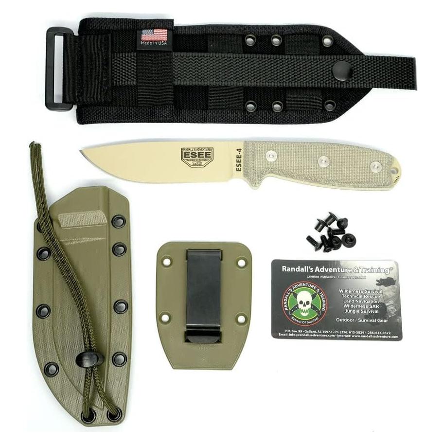 Cuchillo ESEE 4 Tan Desierto 11.4 cm Hoja Serrada