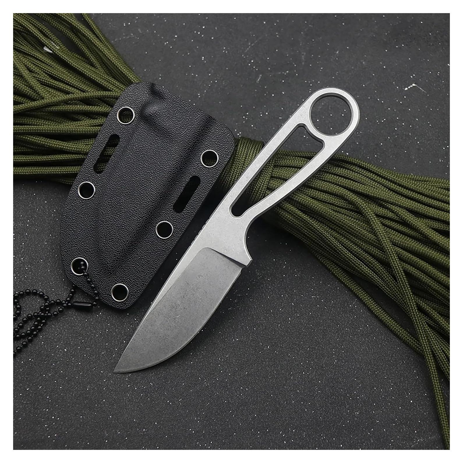 Cuchillo de hoja fija Noxozoqm EDC 165mm con funda y cordón