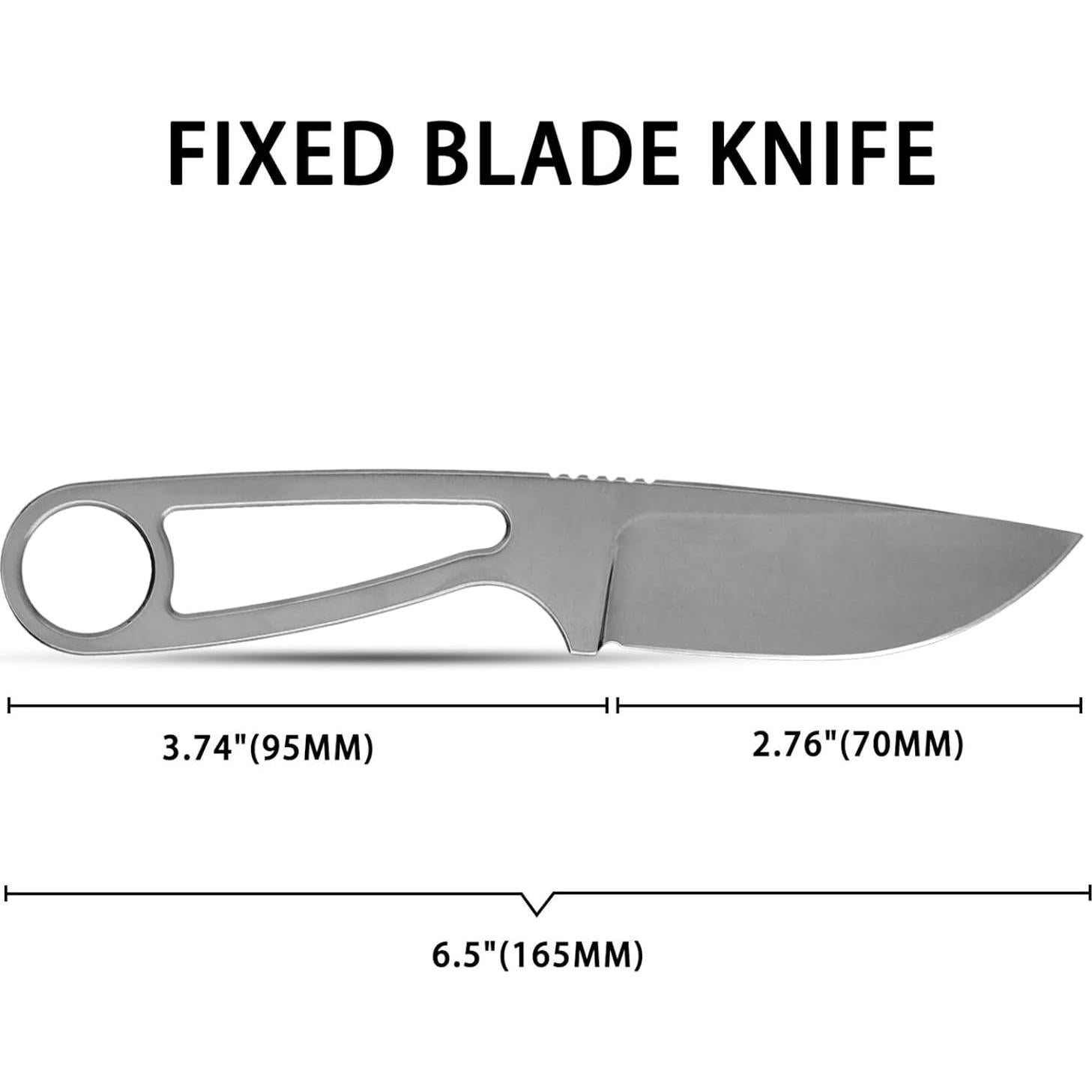 Cuchillo de hoja fija Noxozoqm EDC 165mm con funda y cordón