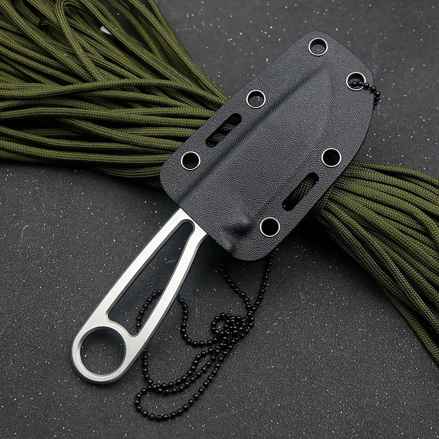 Cuchillo de hoja fija Noxozoqm EDC 165mm con funda y cordón