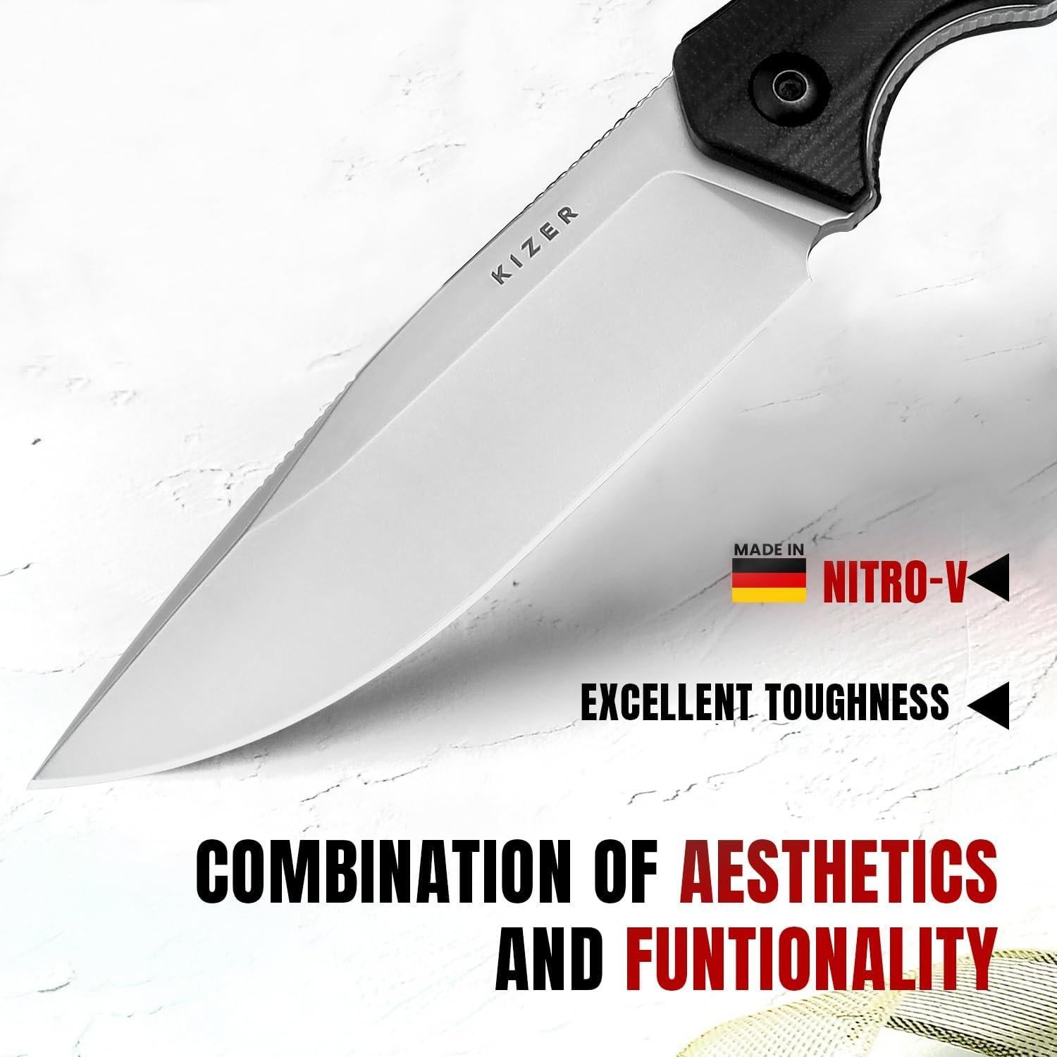 Cuchillo de Camping Kizer Militaw 20.77cm Nitro V con Funda