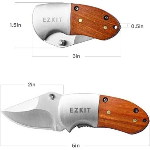 Cuchillo de bolsillo EZKIT plegable de acero inoxidable 5.08 cm