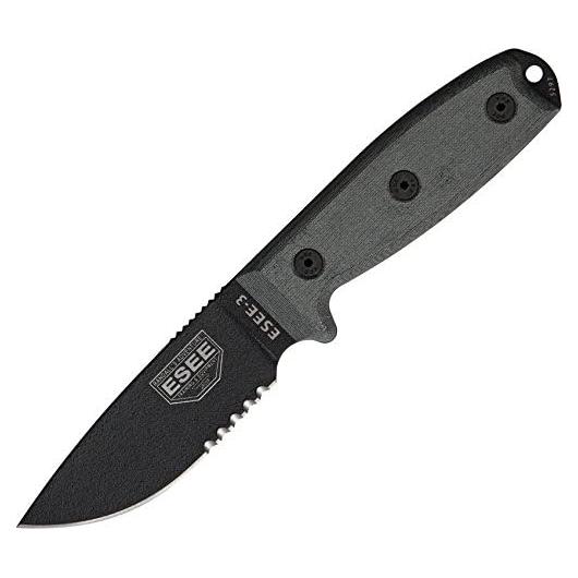Cuchillo ESEE Modelo 3 Serrado 9.84cm Acero Carbono Micarta