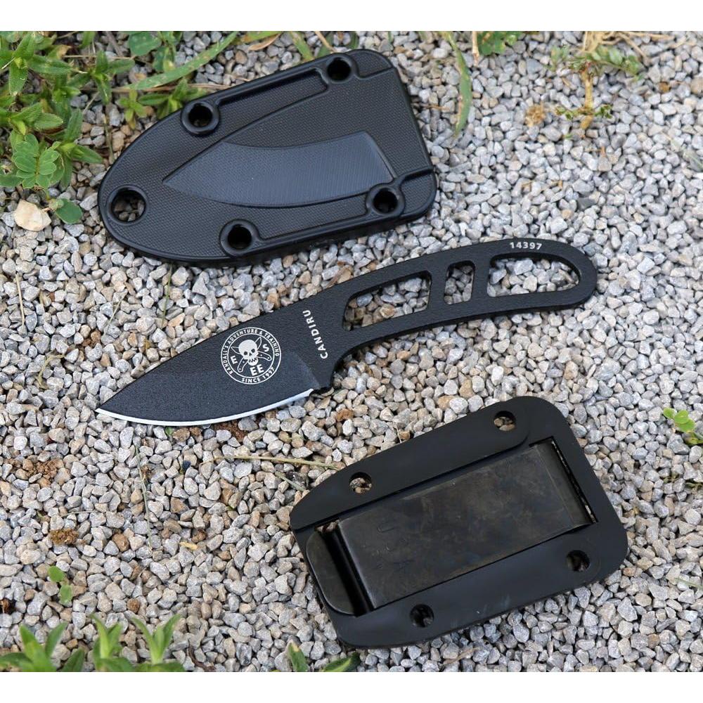 Cuchillo de Supervivencia ESEE Candiru Negro con Kit