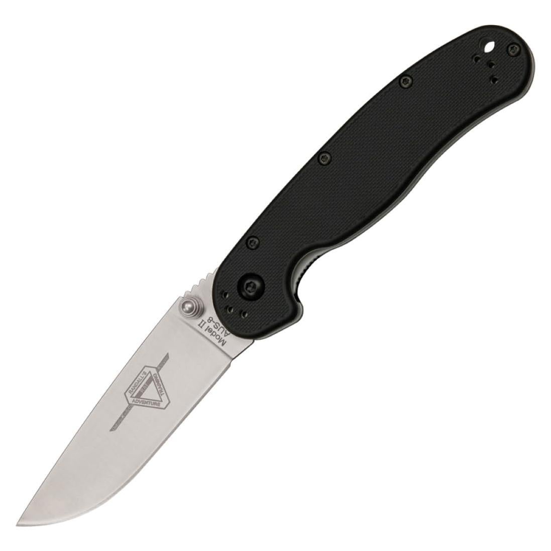 Cuchillo Plegable Ontario RAT II AUS-8 7.6 cm Mango Nylon Negro