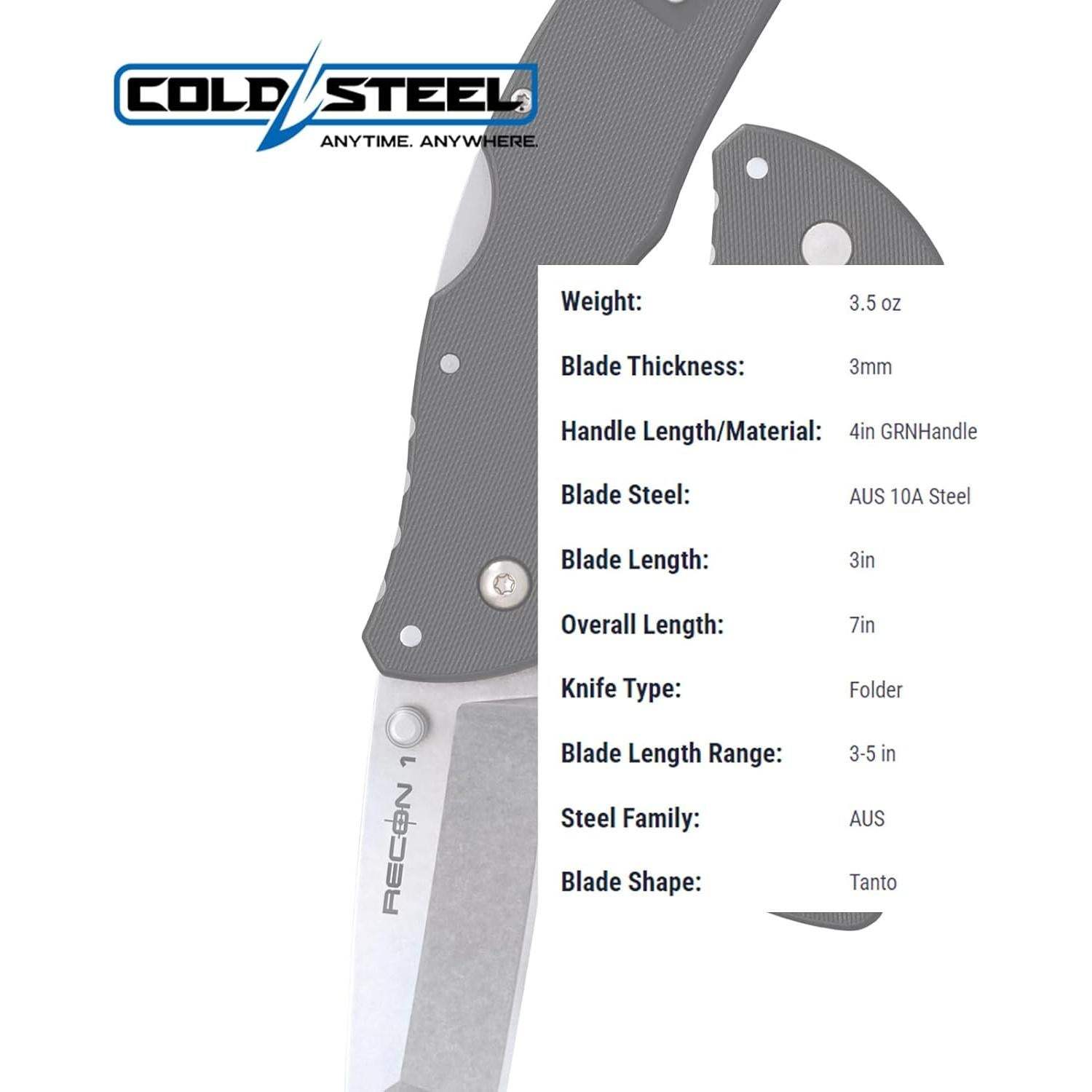 Cuchillo Plegable Cold Steel Mini Recon 1 AUS10A 3" Mango GFN
