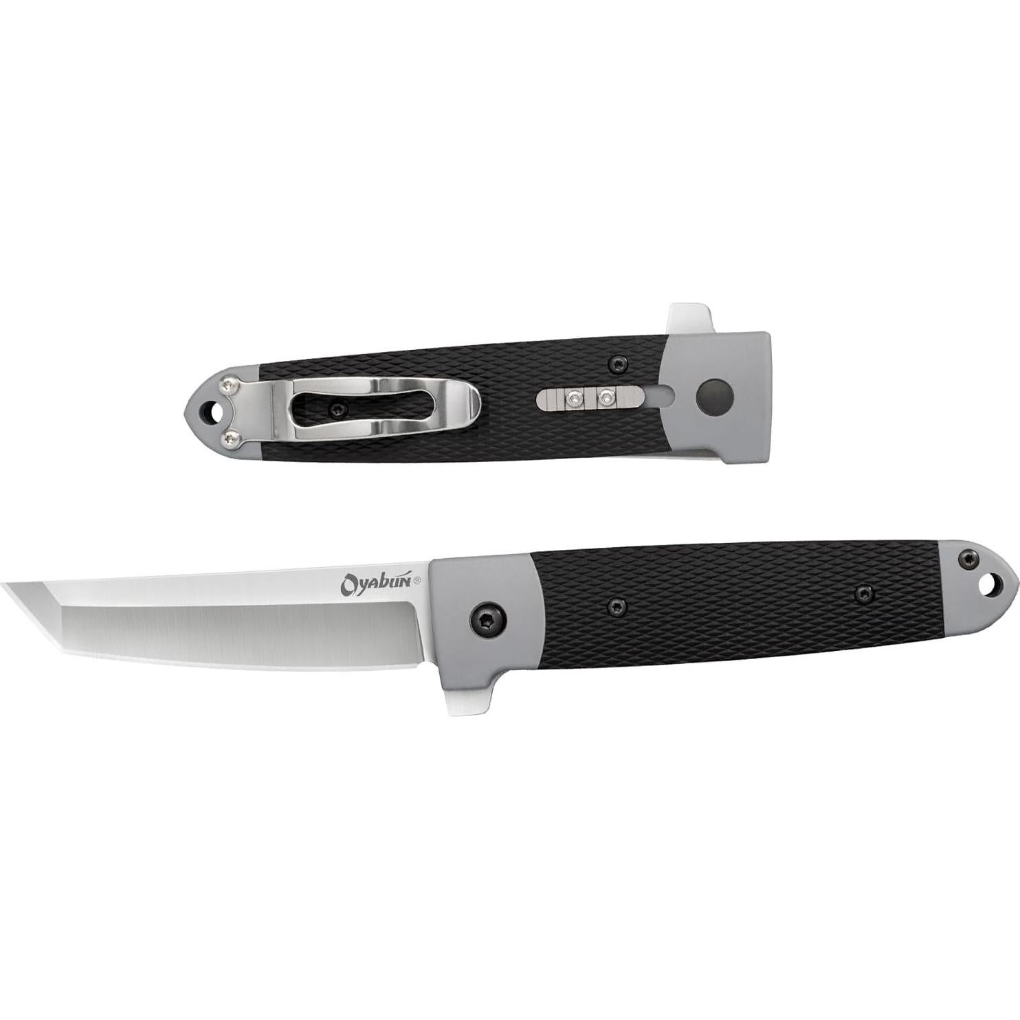 Oyabun 3.5" 4034SS Tanto Point Razor-Sharp Blade 4.75" Griv-Ex Handle Everyday Carry Pocket Folding Knife w/Spring Leaf Lock