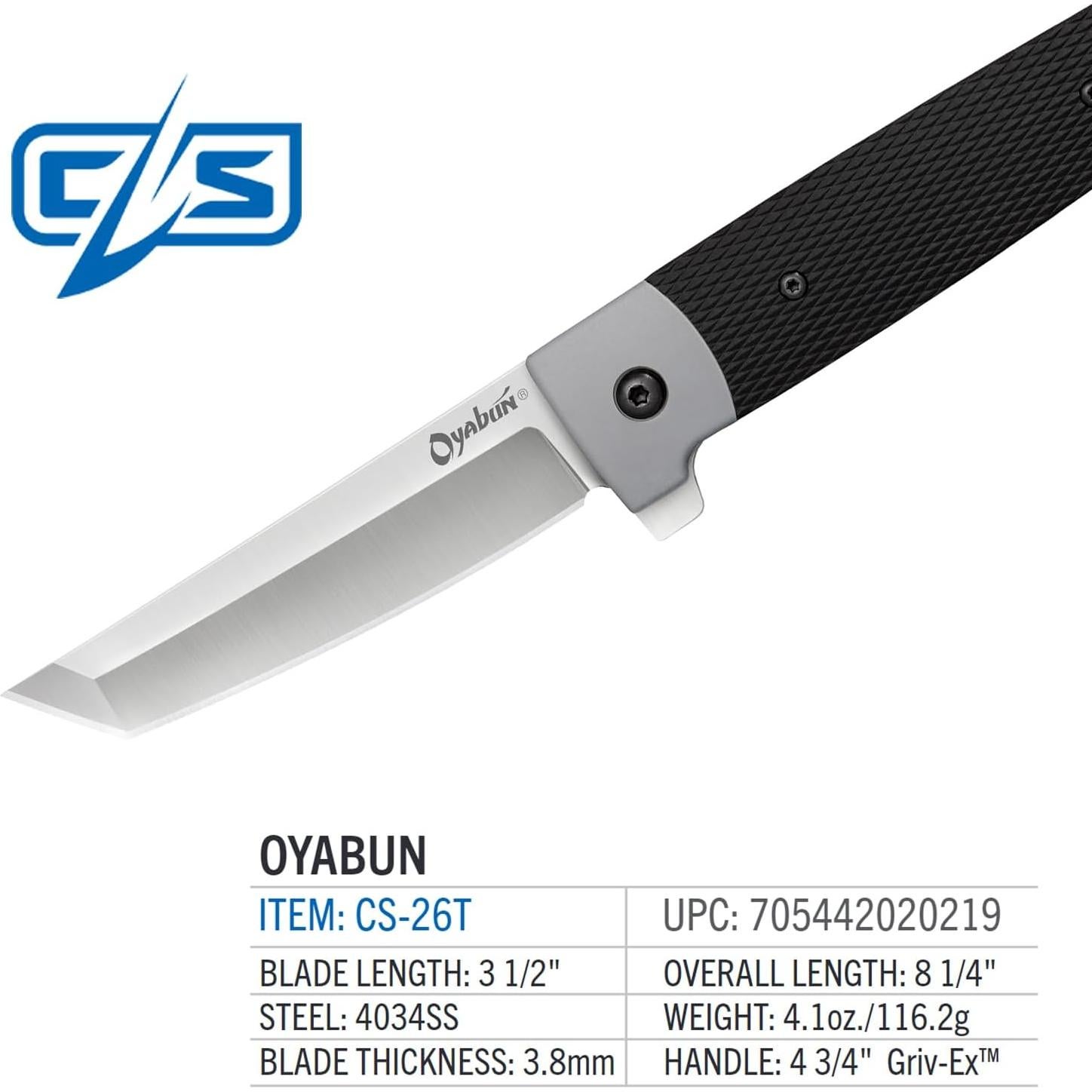 Oyabun 3.5" 4034SS Tanto Point Razor-Sharp Blade 4.75" Griv-Ex Handle Everyday Carry Pocket Folding Knife w/Spring Leaf Lock