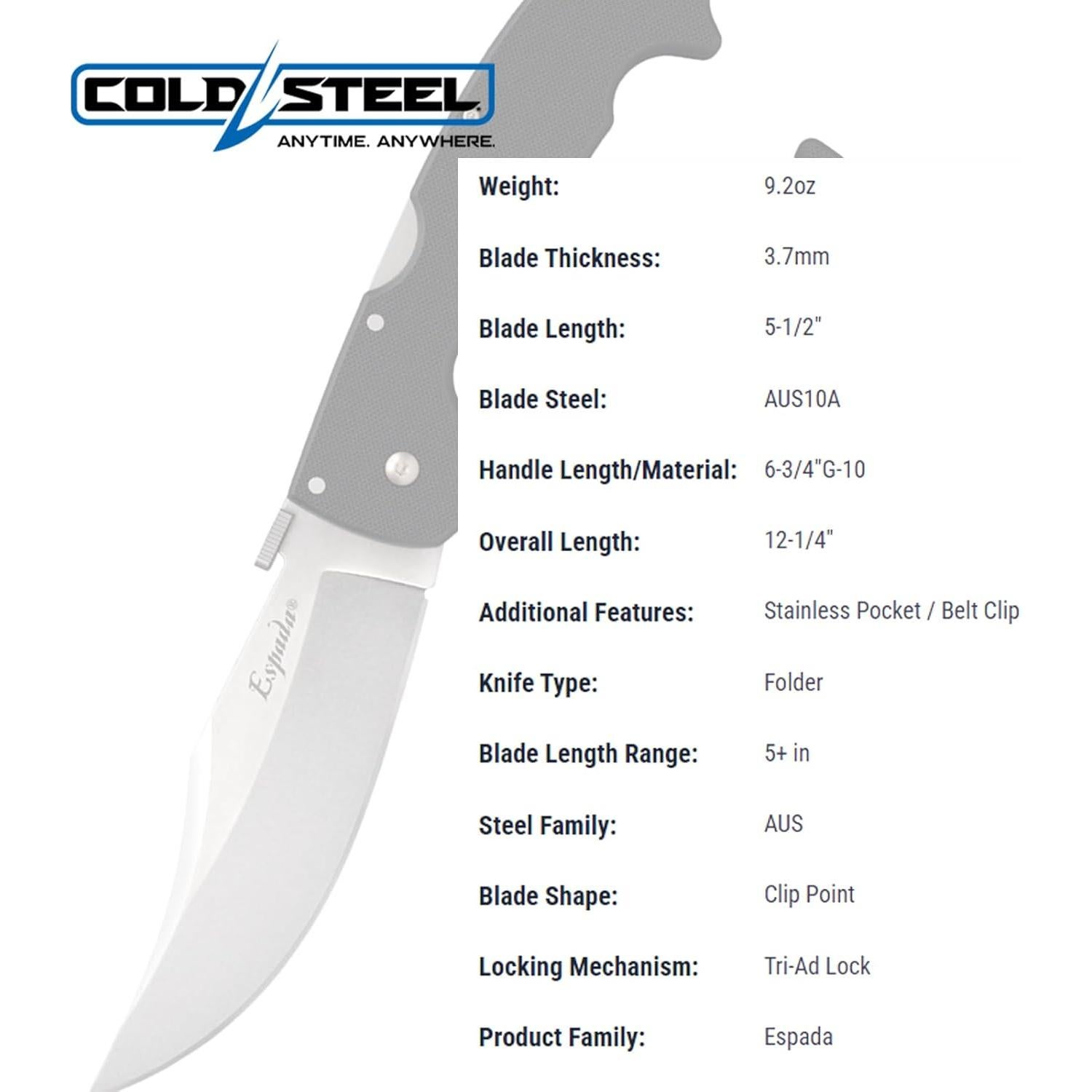 Cuchillo Plegable Cold Steel Espada G-10 14 cm AUS10A