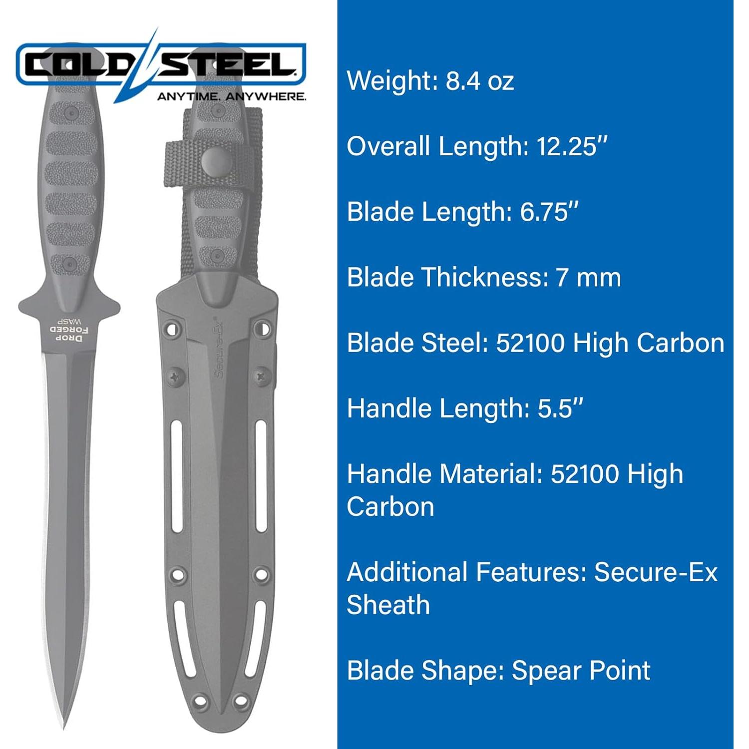 Daga Wasp Cold Steel Forjada en Frío 6.75" Hoja Fija