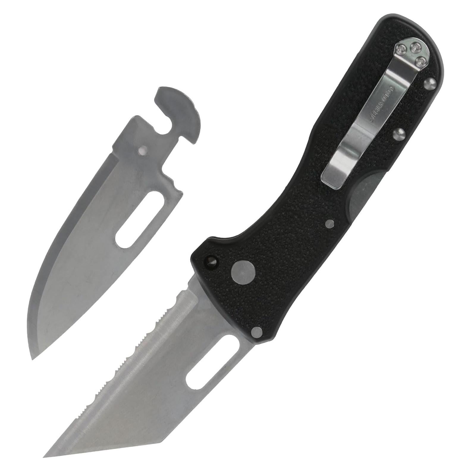 Click N Cut Folder Durable Hunting & Hiking Steel 5 Oz Compact 7" Long Folding Knife with Strong Lock & 2 Interchangeable Blades