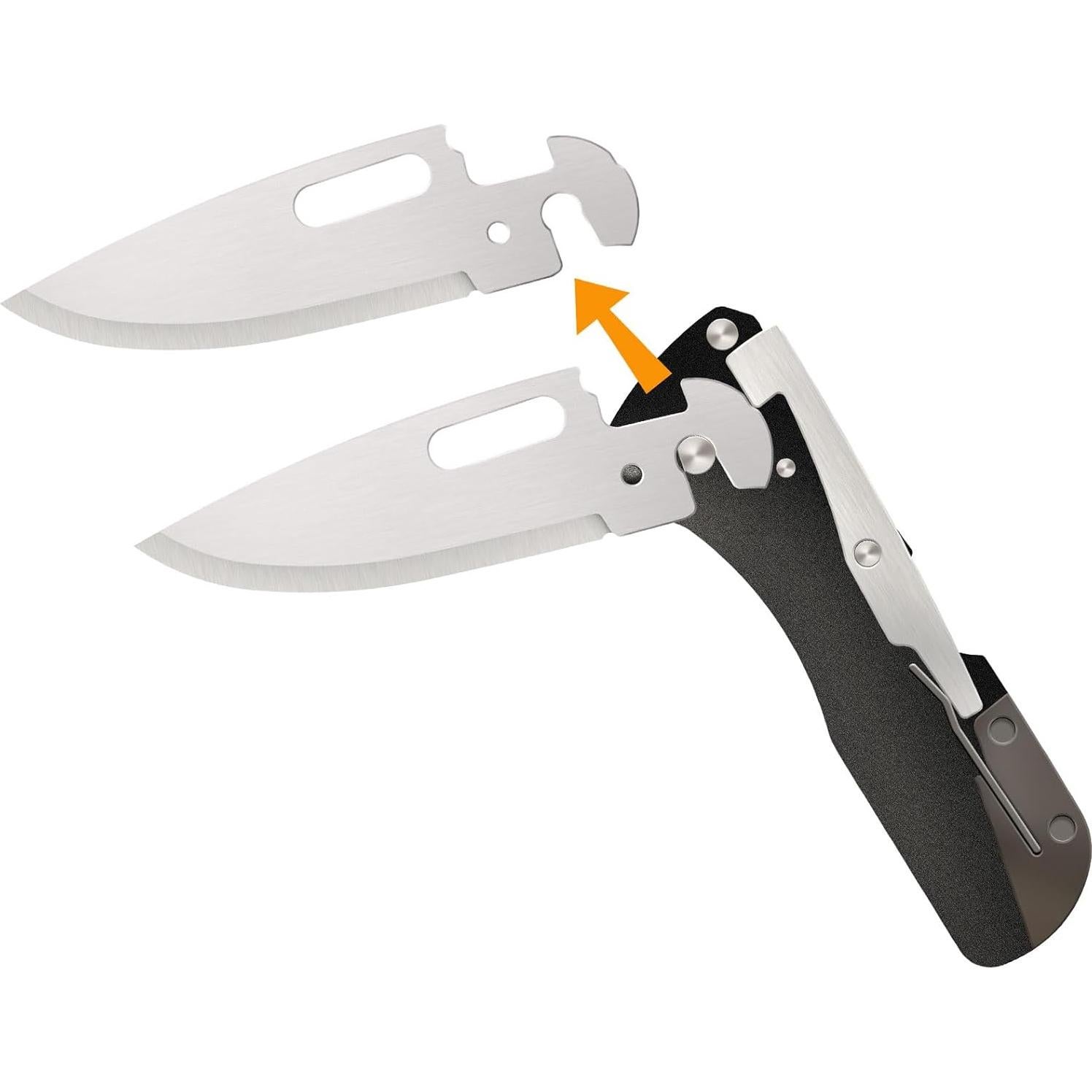 Click N Cut Folder Durable Hunting & Hiking Steel 5 Oz Compact 7" Long Folding Knife with Strong Lock & 2 Interchangeable Blades