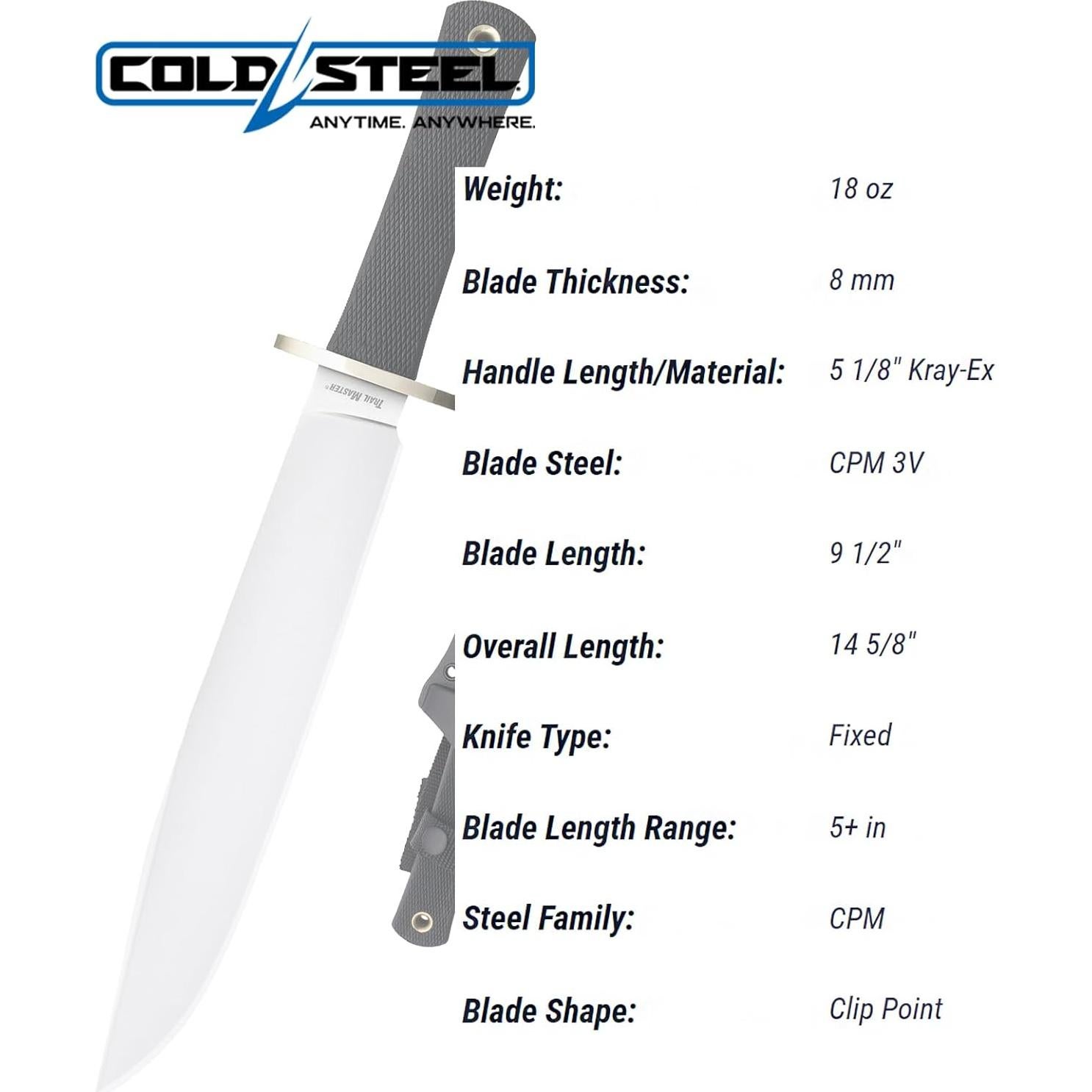 Cuchillo Fijo Cold Steel Trail Master 9.5" CPM 3V Kray-Ex