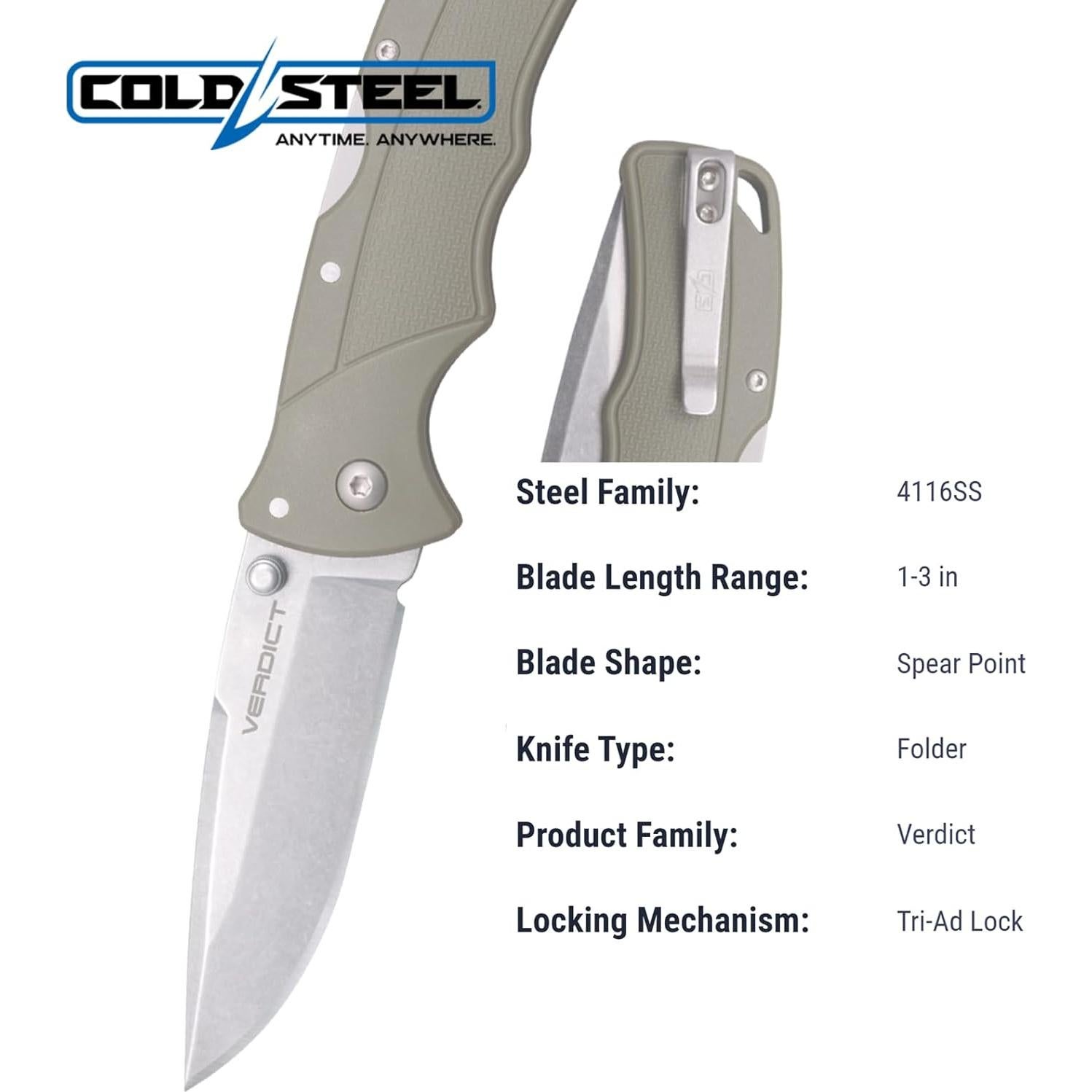 Cuchillo Plegable Cold Steel Verdict 7.62 cm Acero 4116