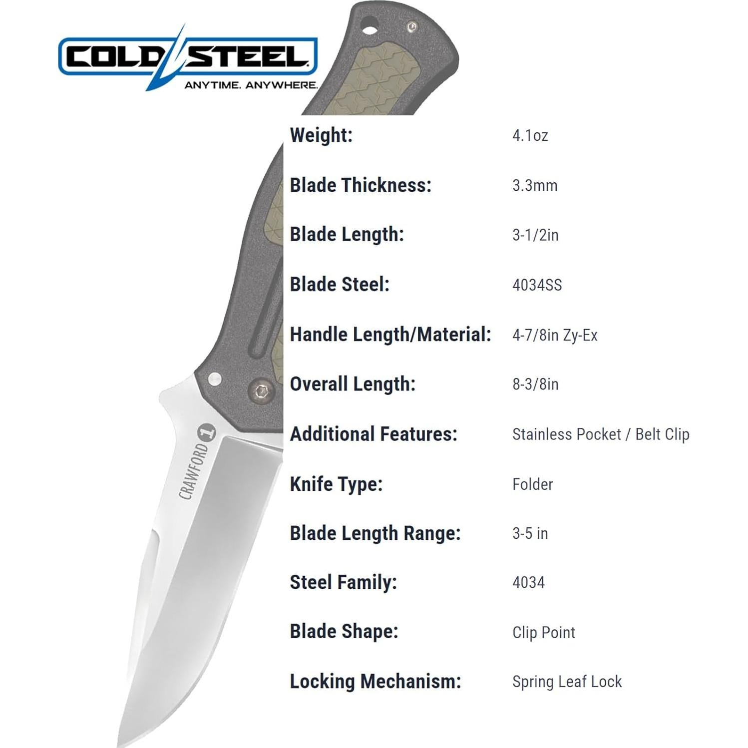 Cuchillo Plegable Táctico Cold Steel Crawford 1 8.9 cm 4034SS