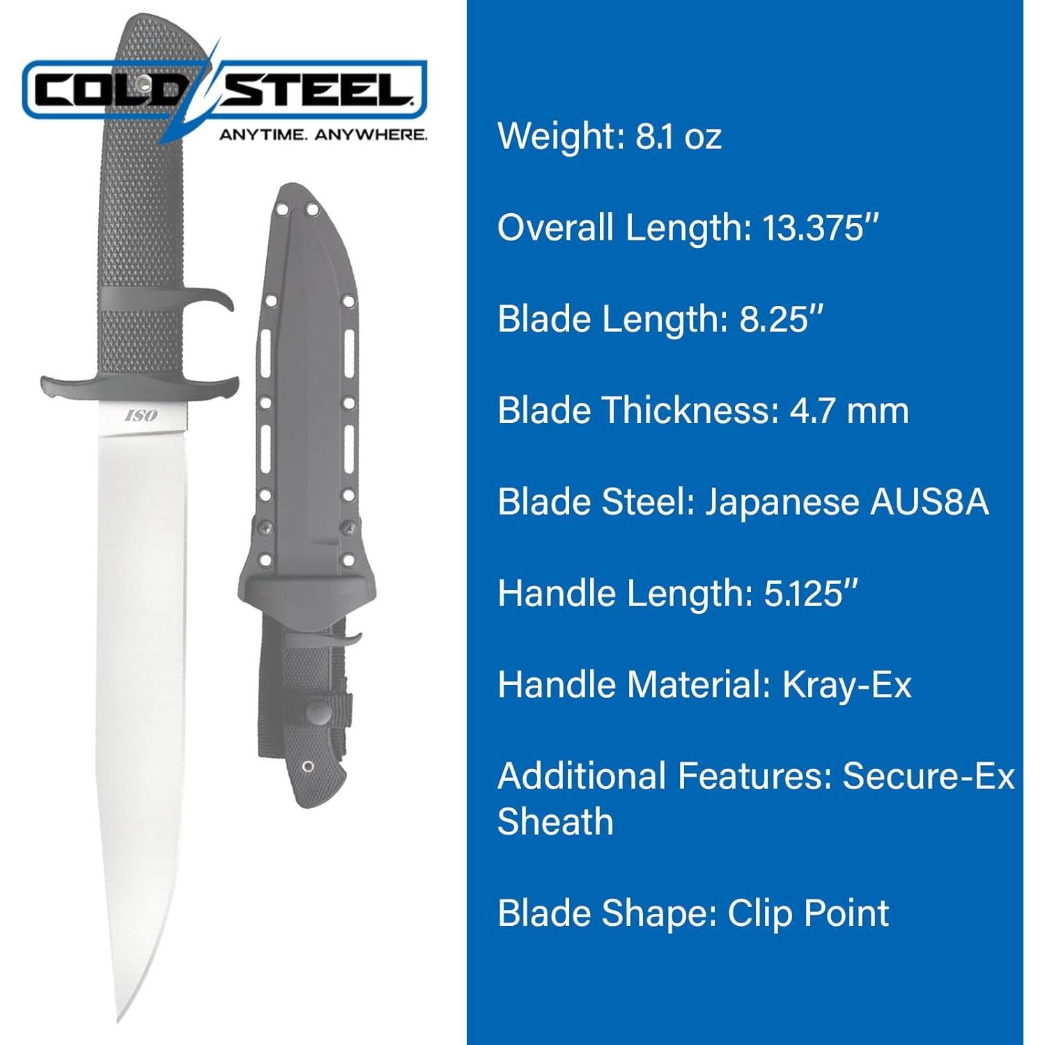 Cuchillo Fijo Cold Steel OSI AUS8A 21 cm con Funda Secure-Ex