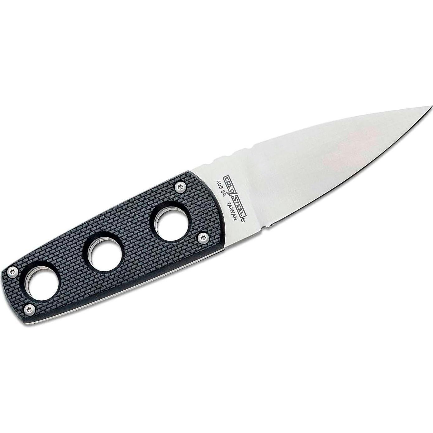 Secret Edge Durable Lightweight Japanese AUS8A Steel Drop Point 3.5" Fixed Blade Tactical Outdoor Hunting Concealed Carry Neck Knife, Griv-Ex Handle, Secure-Ex Sheath