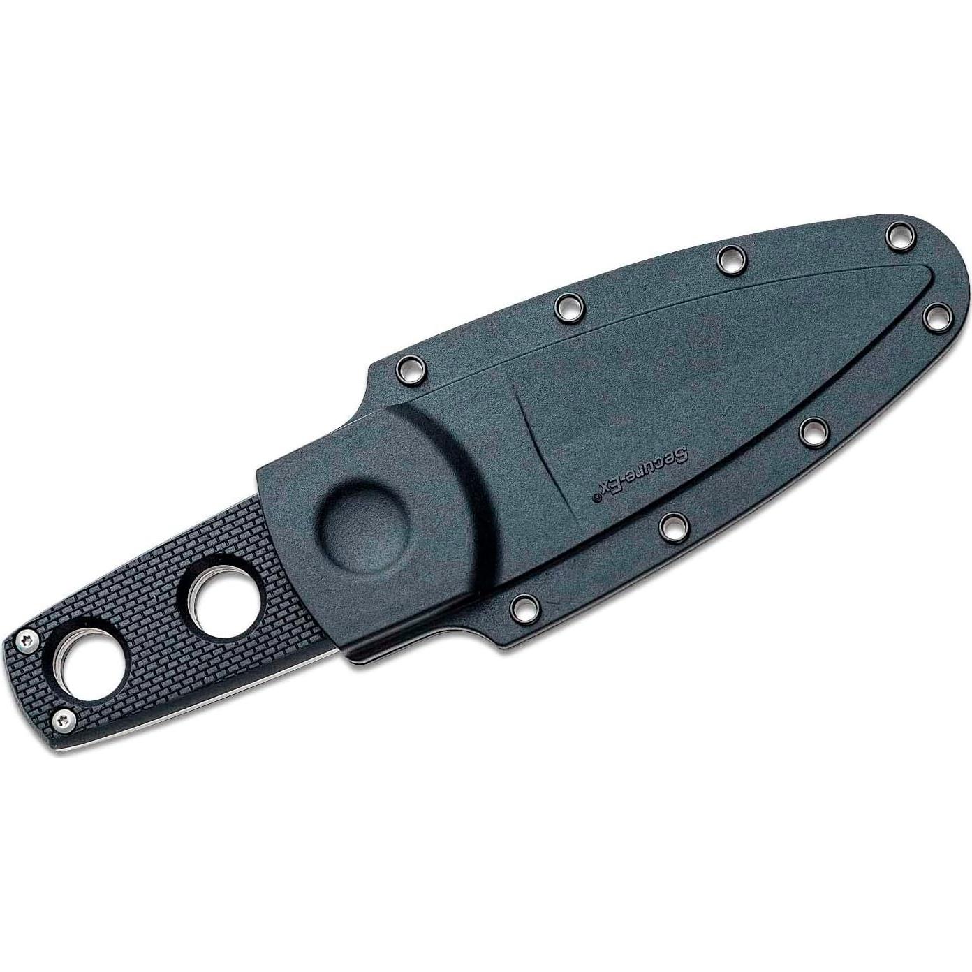 Secret Edge Durable Lightweight Japanese AUS8A Steel Drop Point 3.5" Fixed Blade Tactical Outdoor Hunting Concealed Carry Neck Knife, Griv-Ex Handle, Secure-Ex Sheath