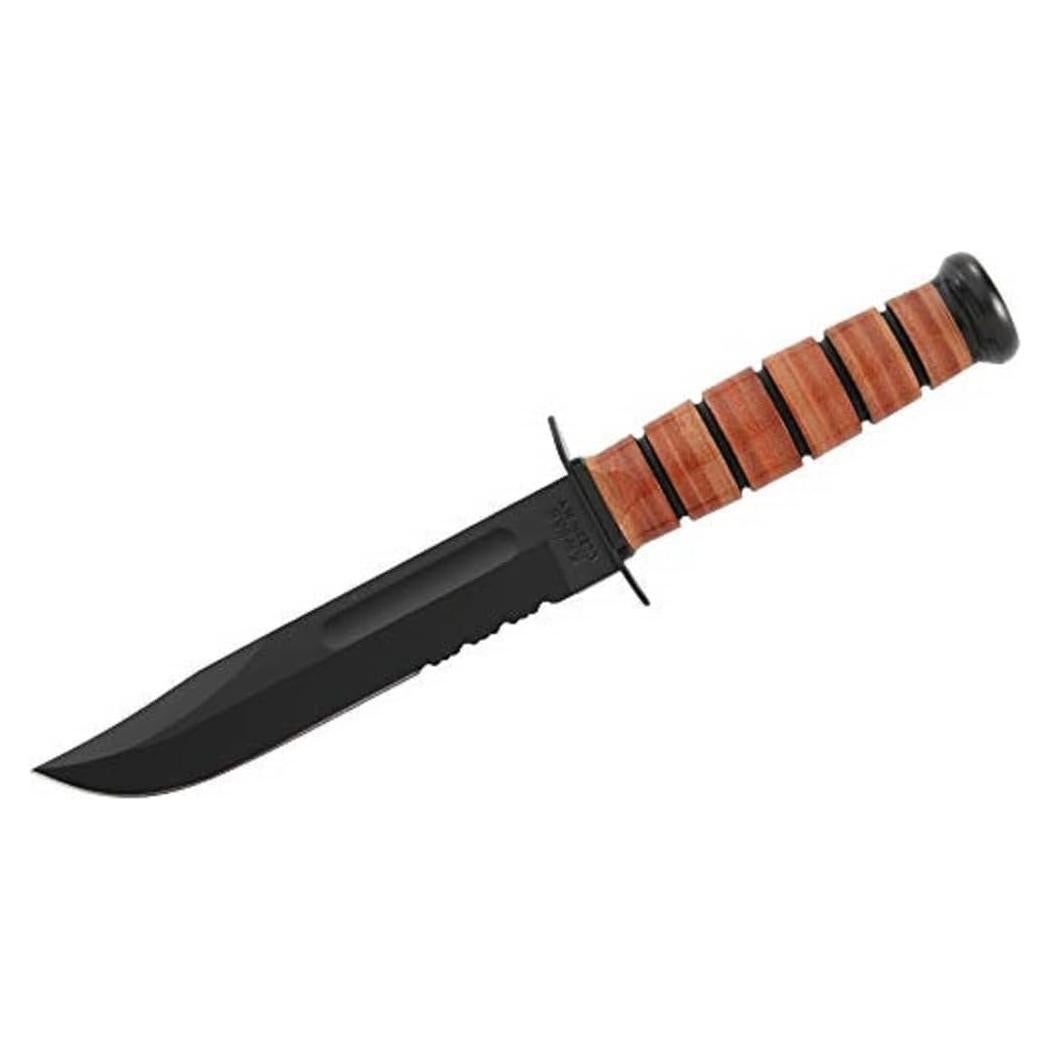 Cuchillo KA-BAR USMC Filo Serrado 17.78 cm Marrón