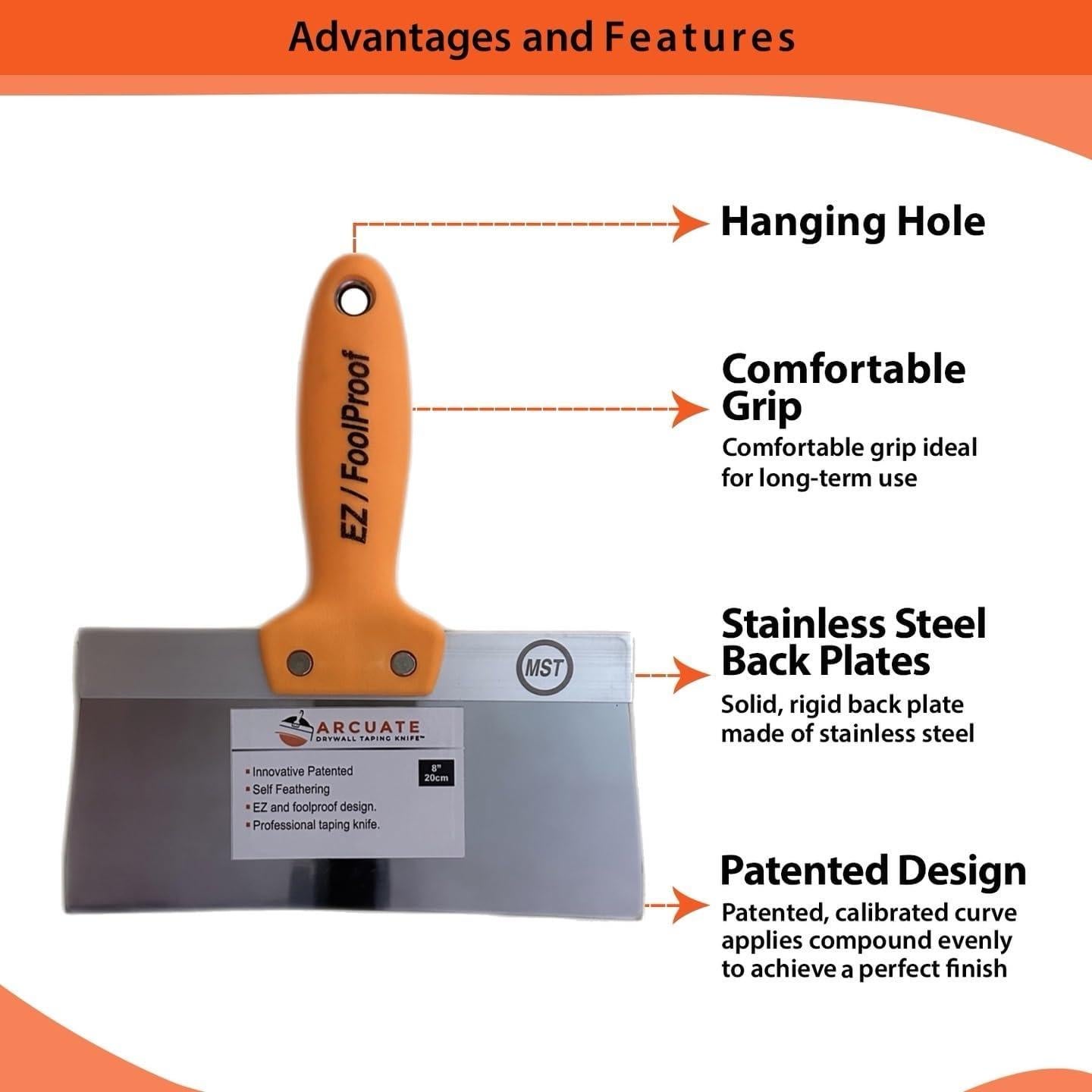 Cuchillo de Cinta de Yeso Arcuate 20.32 cm Acero Inoxidable