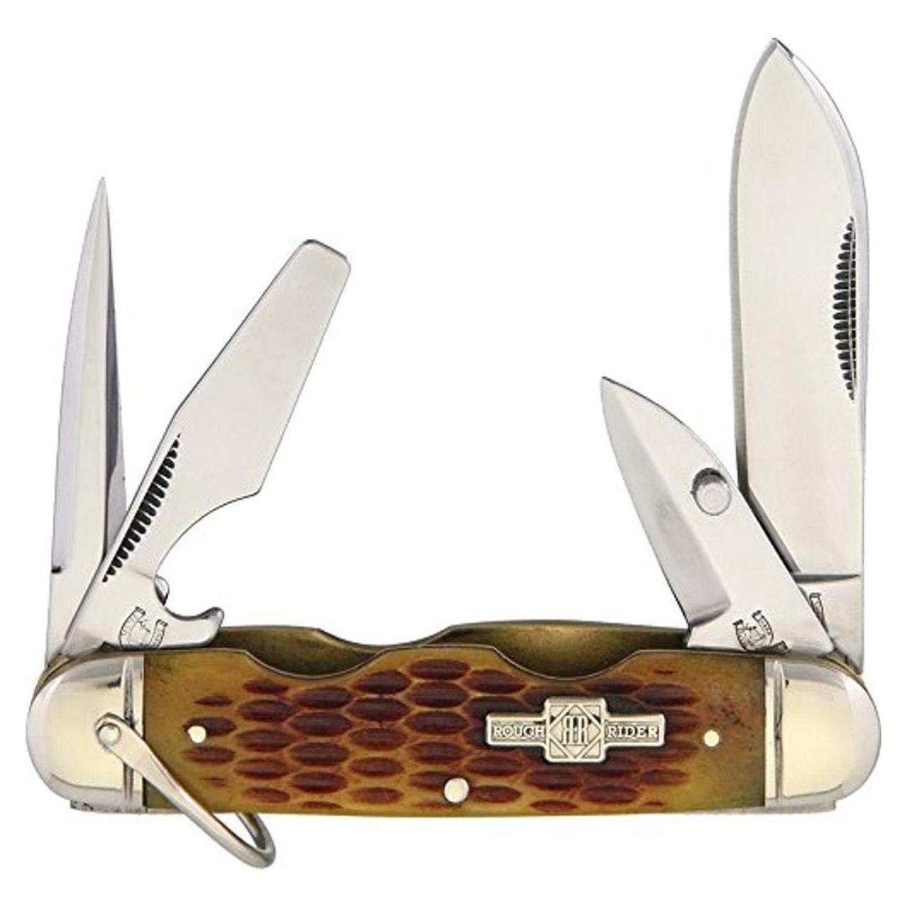 Cuchillo de Campamento Rough Ryder RR533 Hueso Ámbar 9.53 cm