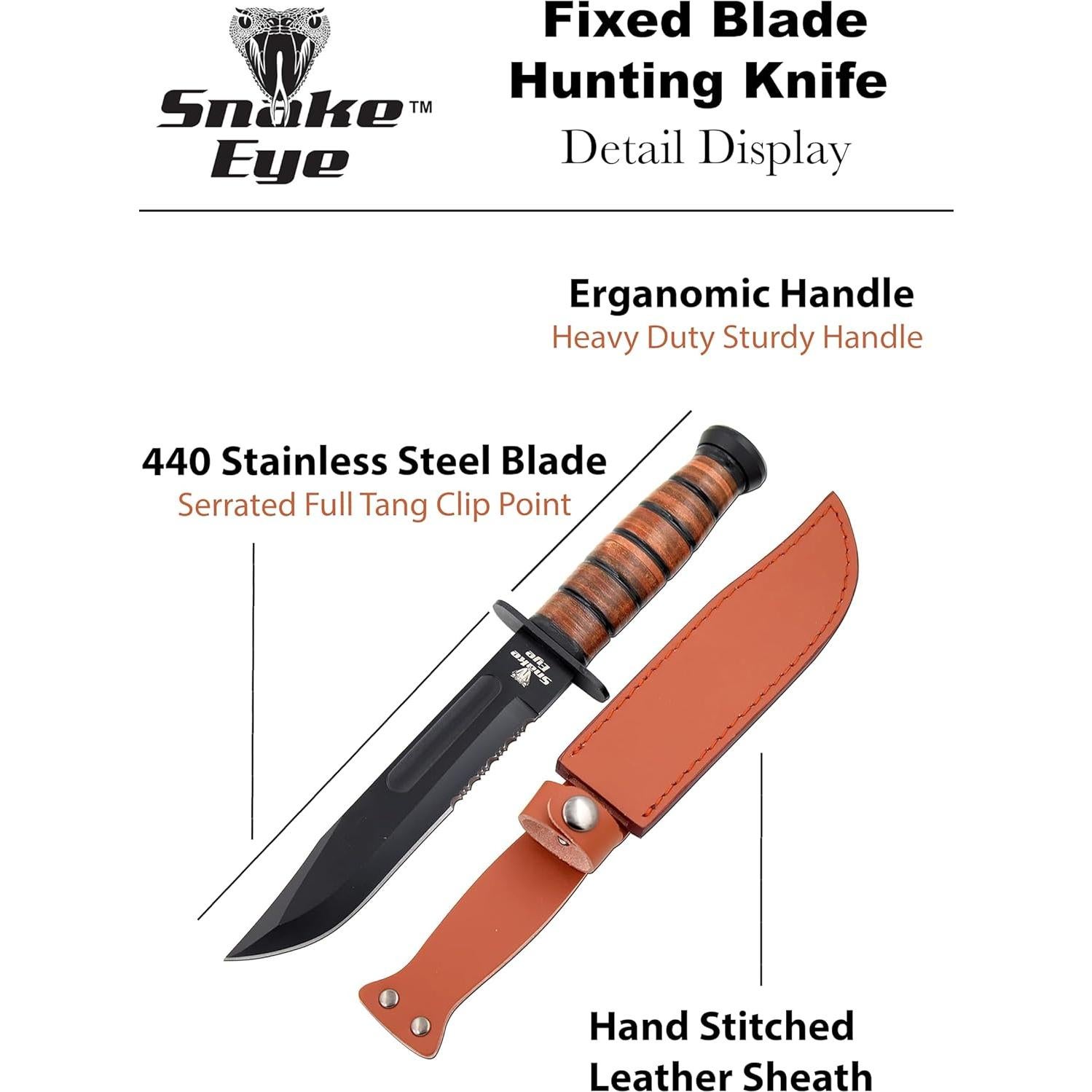 Cuchillo Táctico Doble Filo Snake Eye 30.48 cm con Funda