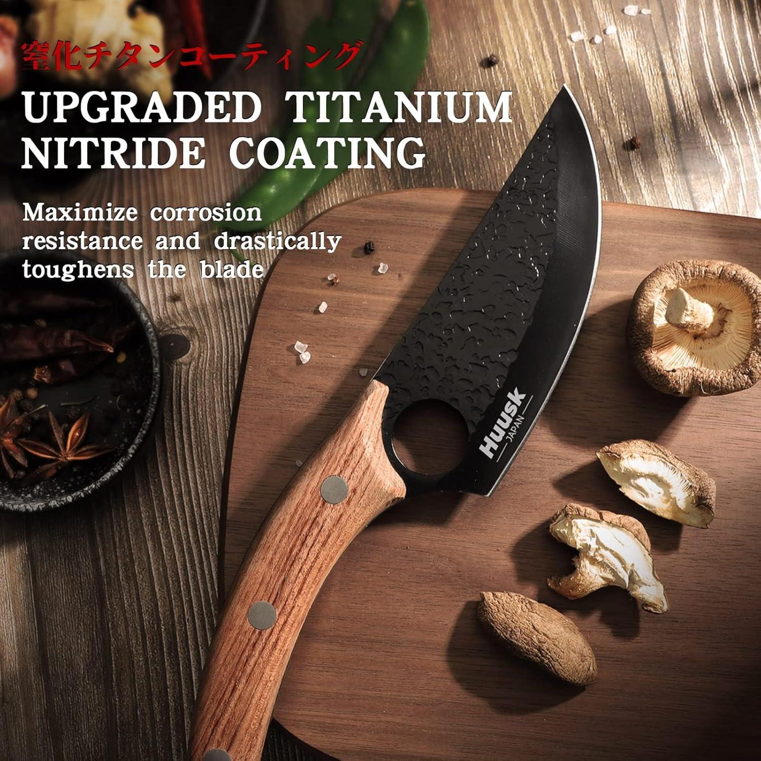 Cuchillo Huusk Forjado a Mano 12.7 cm Negro Titanio