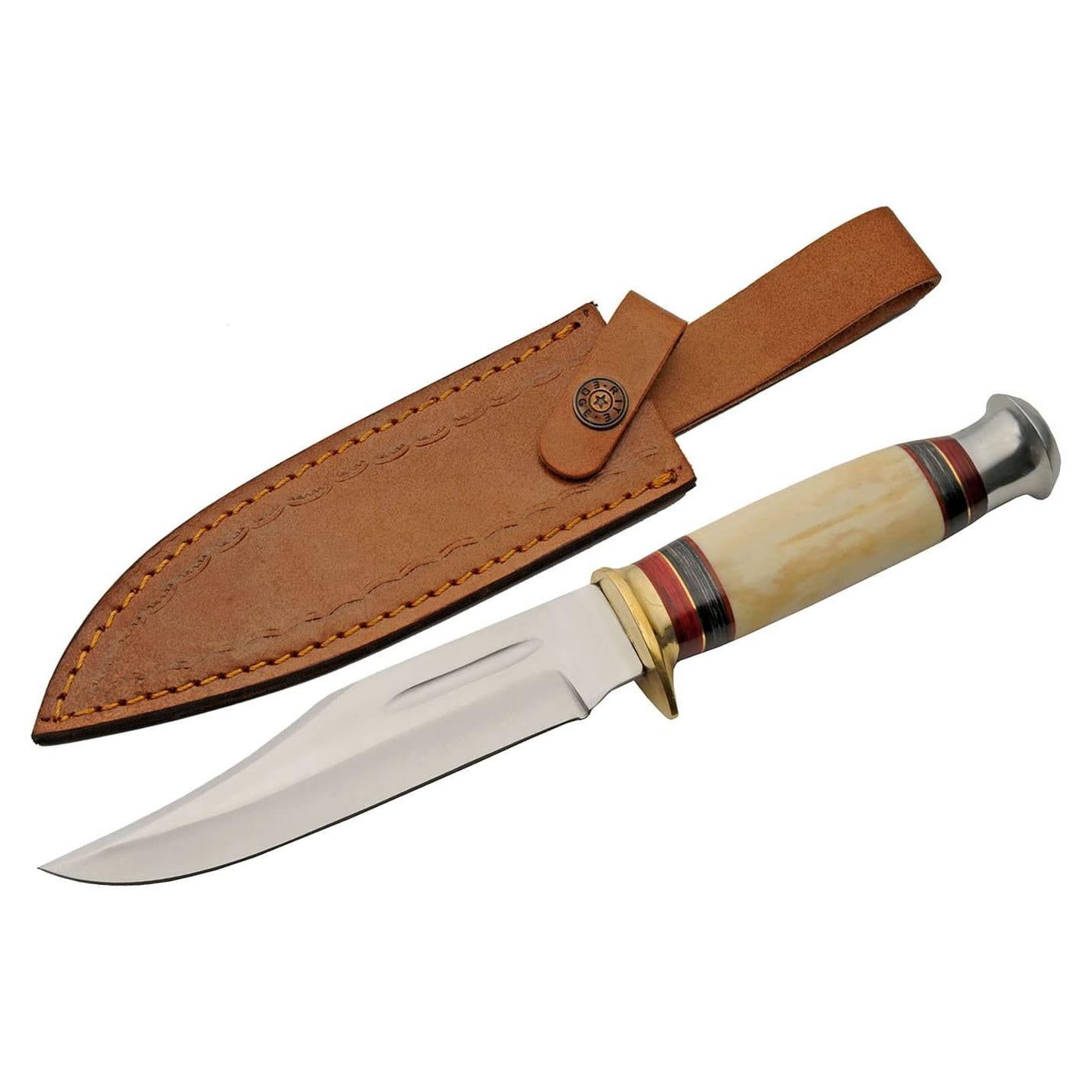Cuchillo de Caza SZCO 29.2 cm con Mango de Hueso y Funda