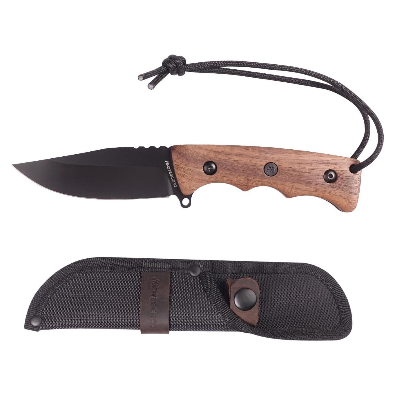 Cuchillo de hoja fija MOTEECRAG 20cm acero inoxidable con funda