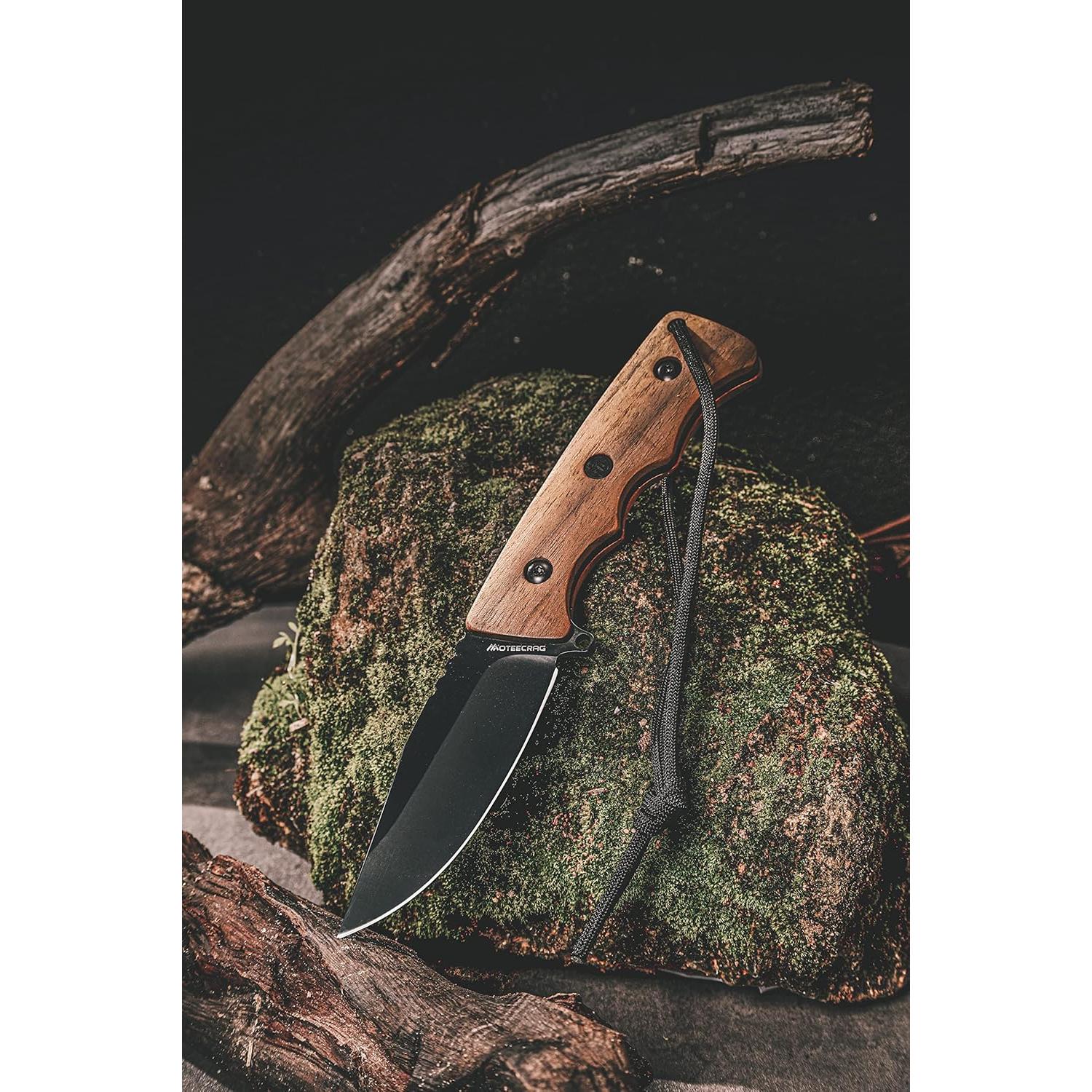 Cuchillo de hoja fija MOTEECRAG 20cm acero inoxidable con funda