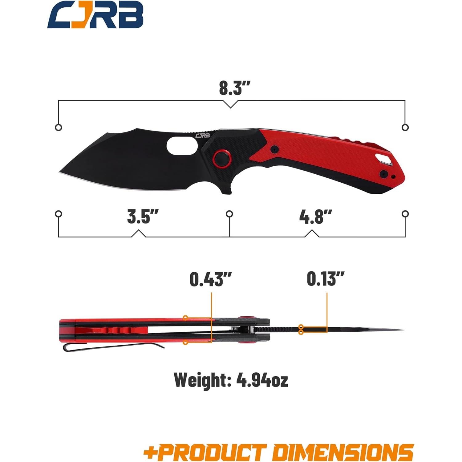 Cuchillo Plegable CJRB Caldera J1923 EDC Rojo G10 8.9 cm
