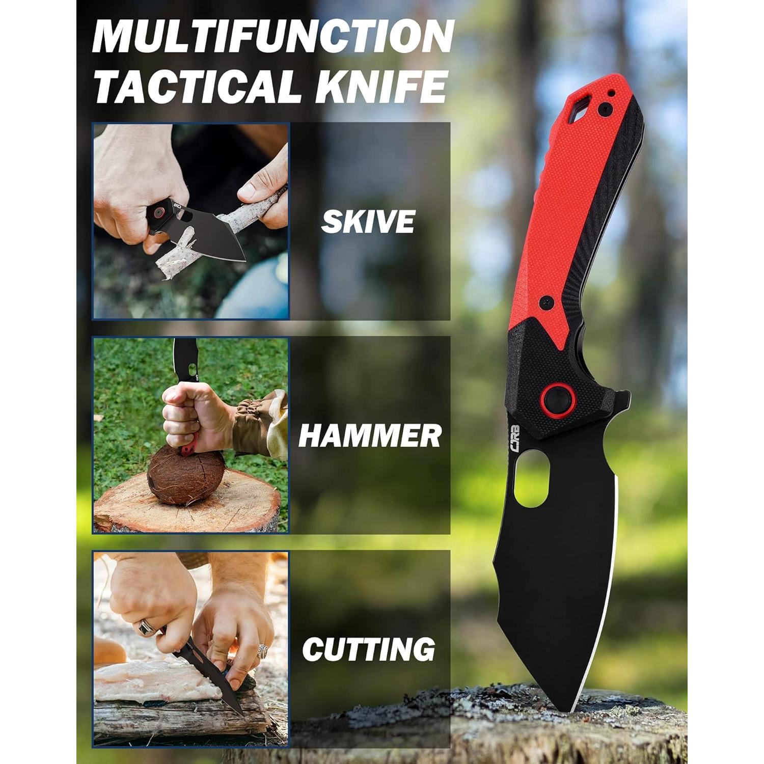 Cuchillo Plegable CJRB Caldera J1923 EDC Rojo G10 8.9 cm