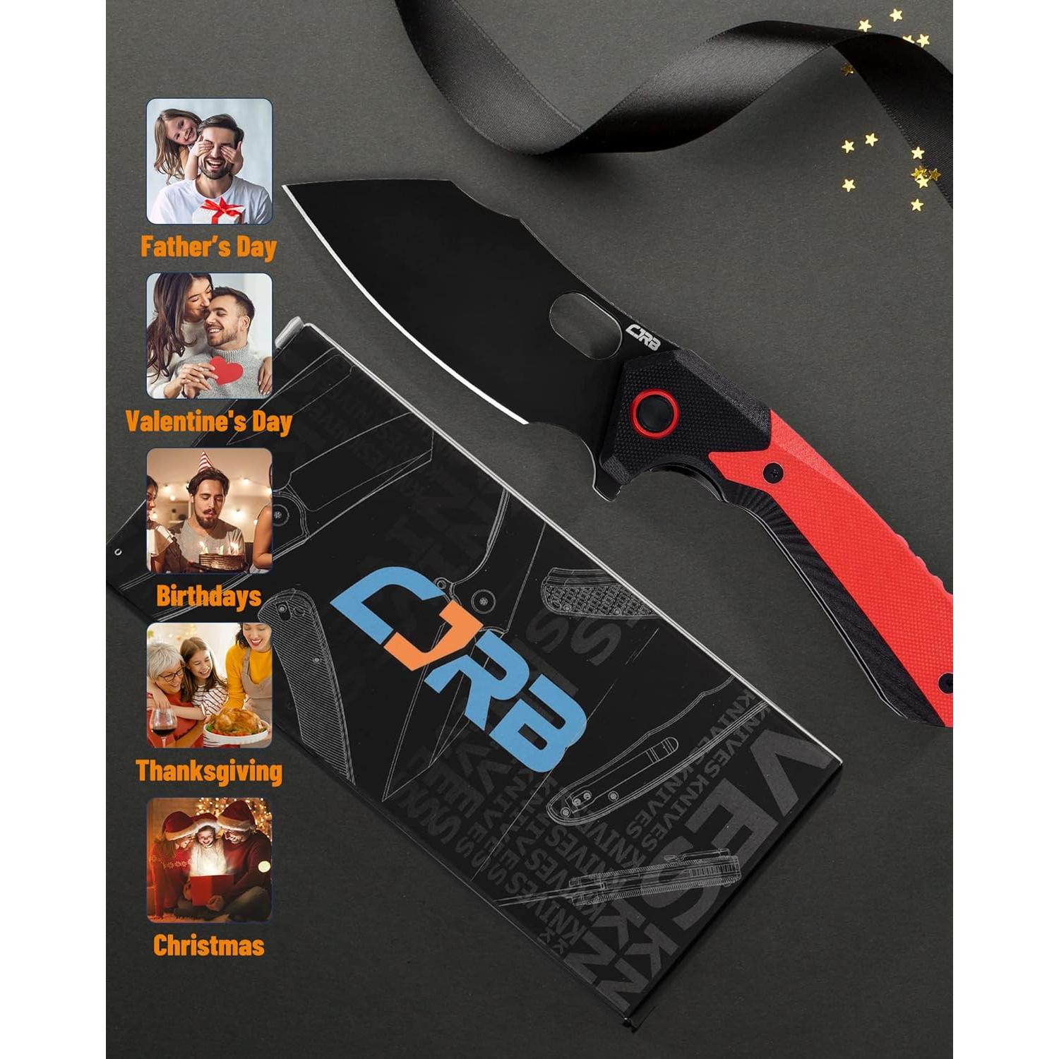 Cuchillo Plegable CJRB Caldera J1923 EDC Rojo G10 8.9 cm