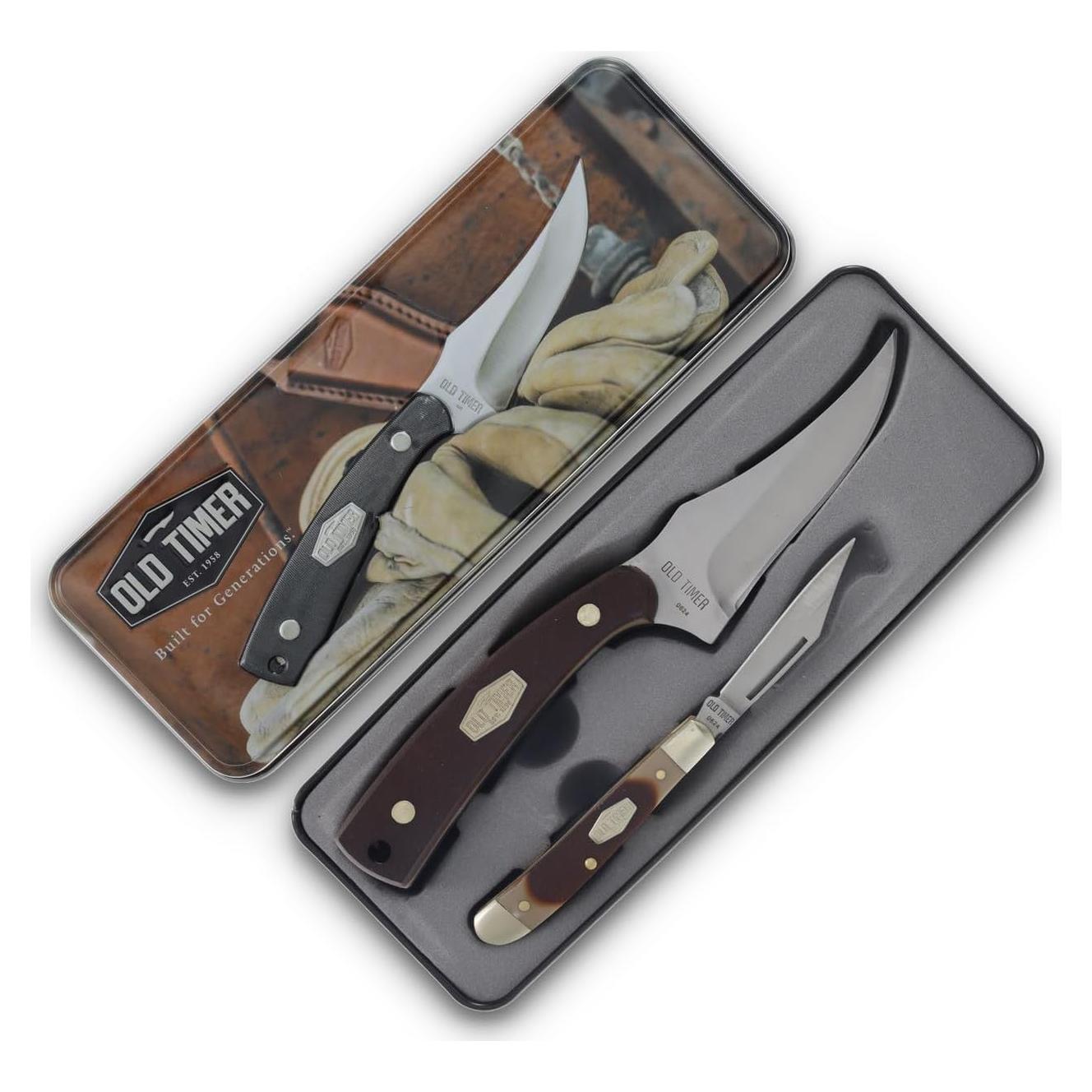 Juego de cuchillos Schrade Old Timer 152OT y Pal Folder - Lata premium