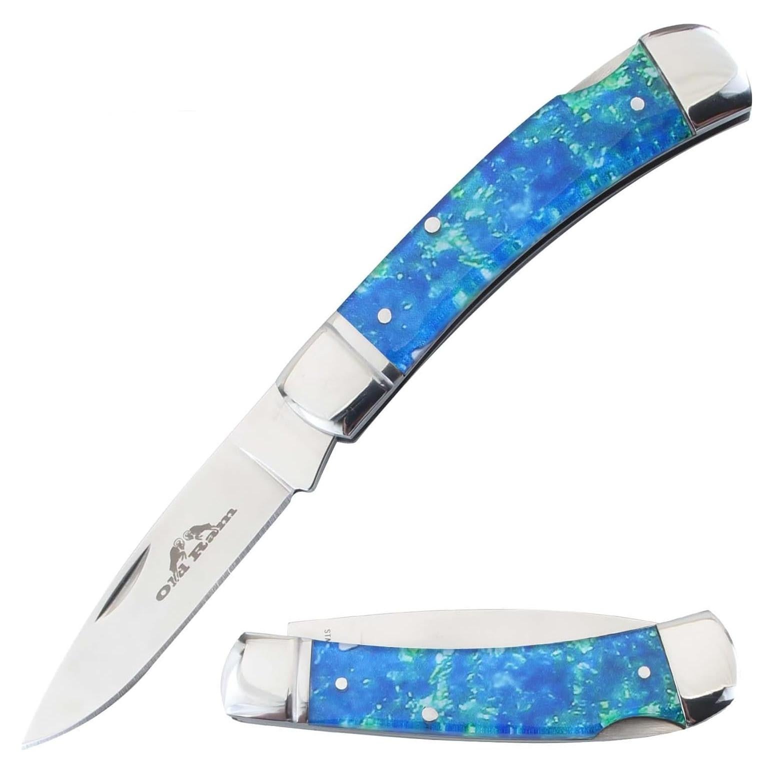 Cuchillo Plegable Manual Old Ram 17.78 cm Azul Caza Camping