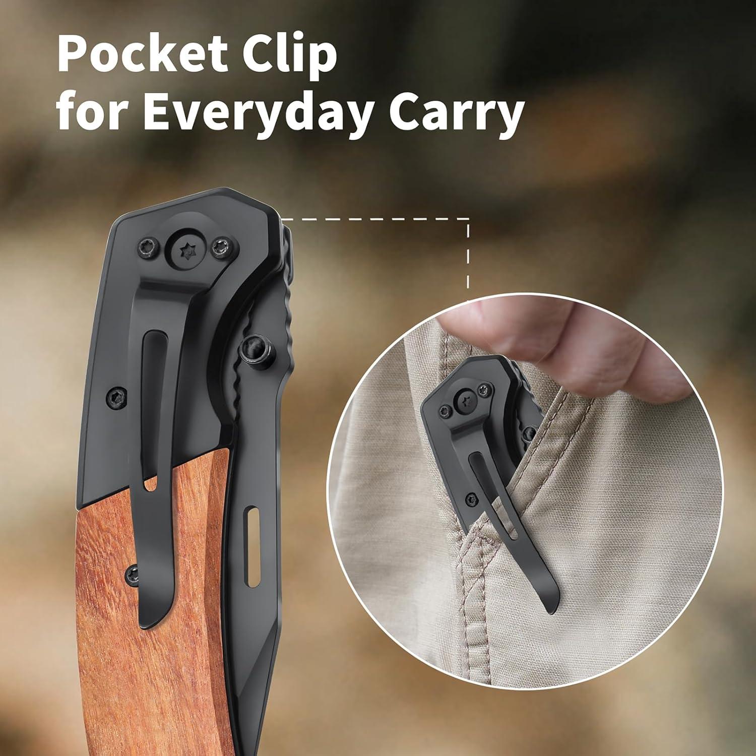 Cuchillo de bolsillo Vickay EDC 9 cm acero negro plegable