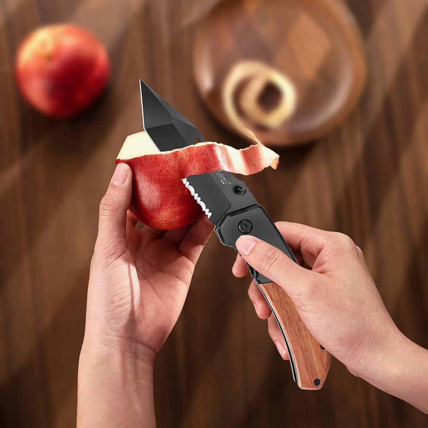 Cuchillo de bolsillo Vickay EDC 9 cm acero negro plegable