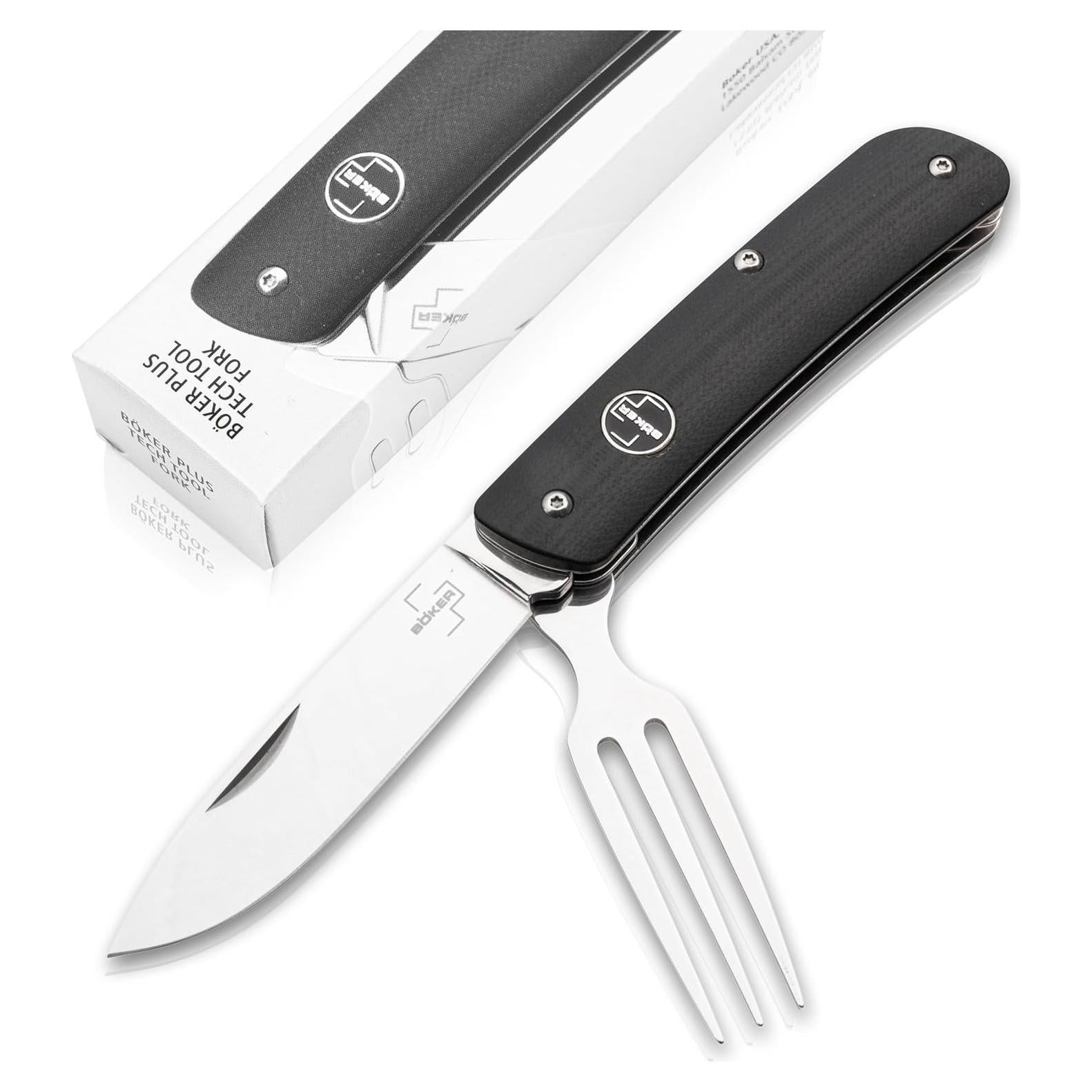 Tech Tool Fork - noble pocket knife with fork - foldable camping cutlery - design travel cutlery - foldable outdoor cutlery with clip