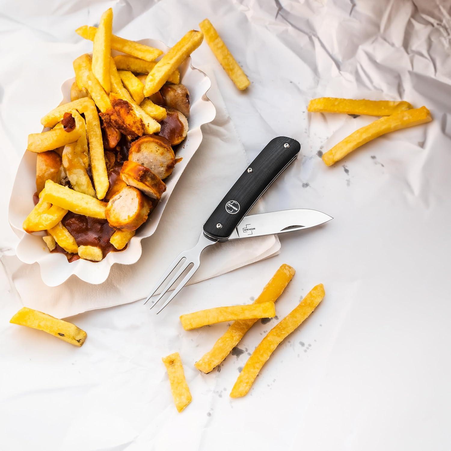 Tech Tool Fork - noble pocket knife with fork - foldable camping cutlery - design travel cutlery - foldable outdoor cutlery with clip