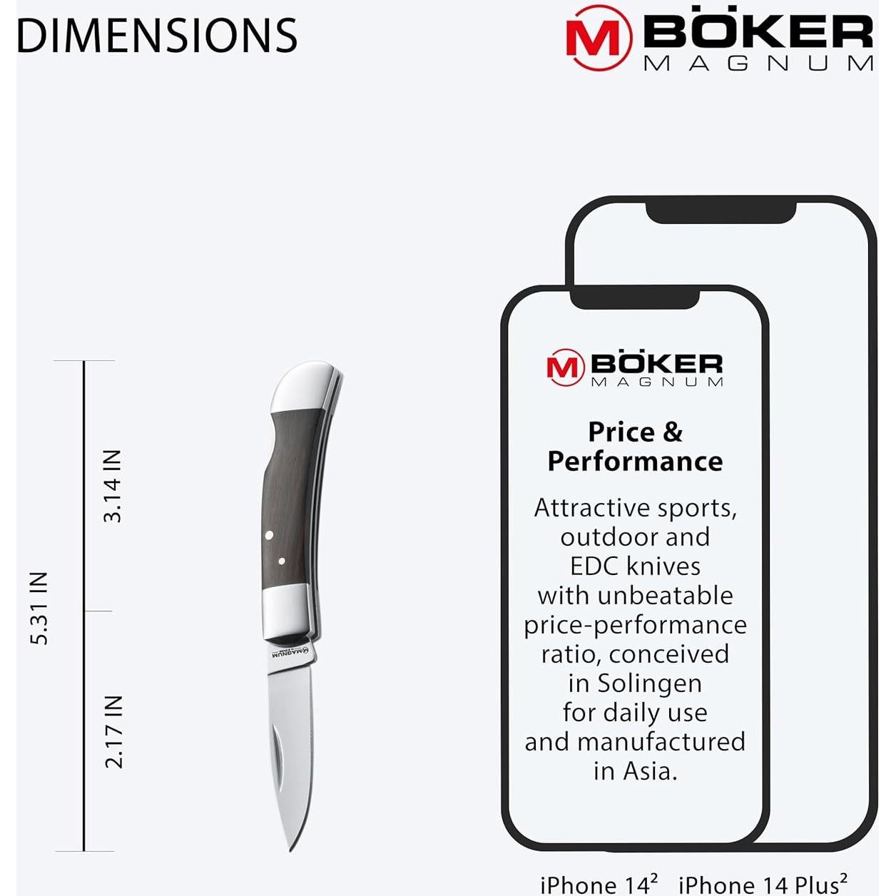 Cuchillo de Bolsillo Boker Magnum 01MB318 con Hoja 5.4 cm