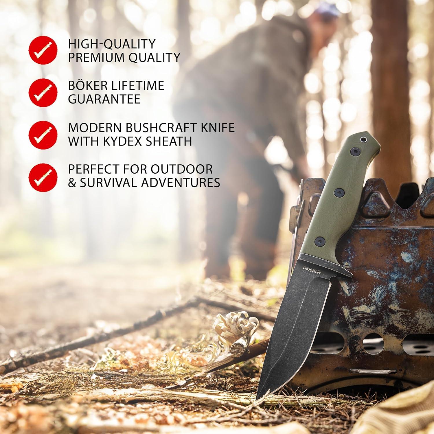 Cuchillo BÖKER MAGNUM Bushcraft Drop 440A con Funda Kydex