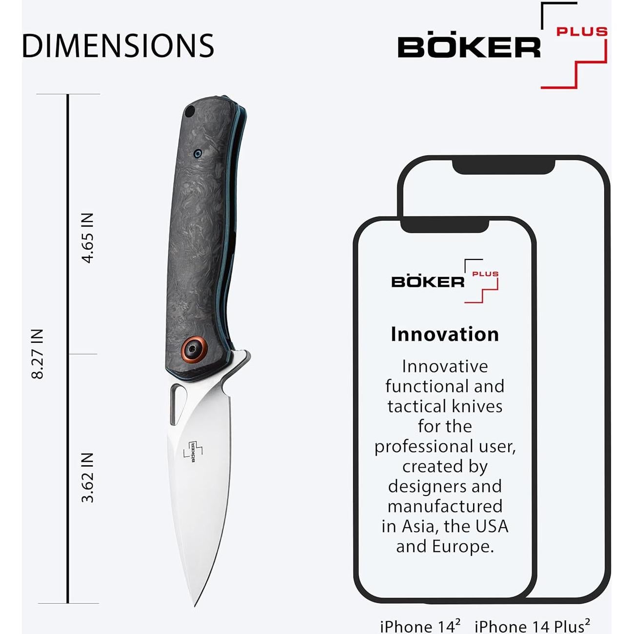 Cuchillo BÖKER PLUS Nebula Plegable D2 Fibra Carbono 21cm