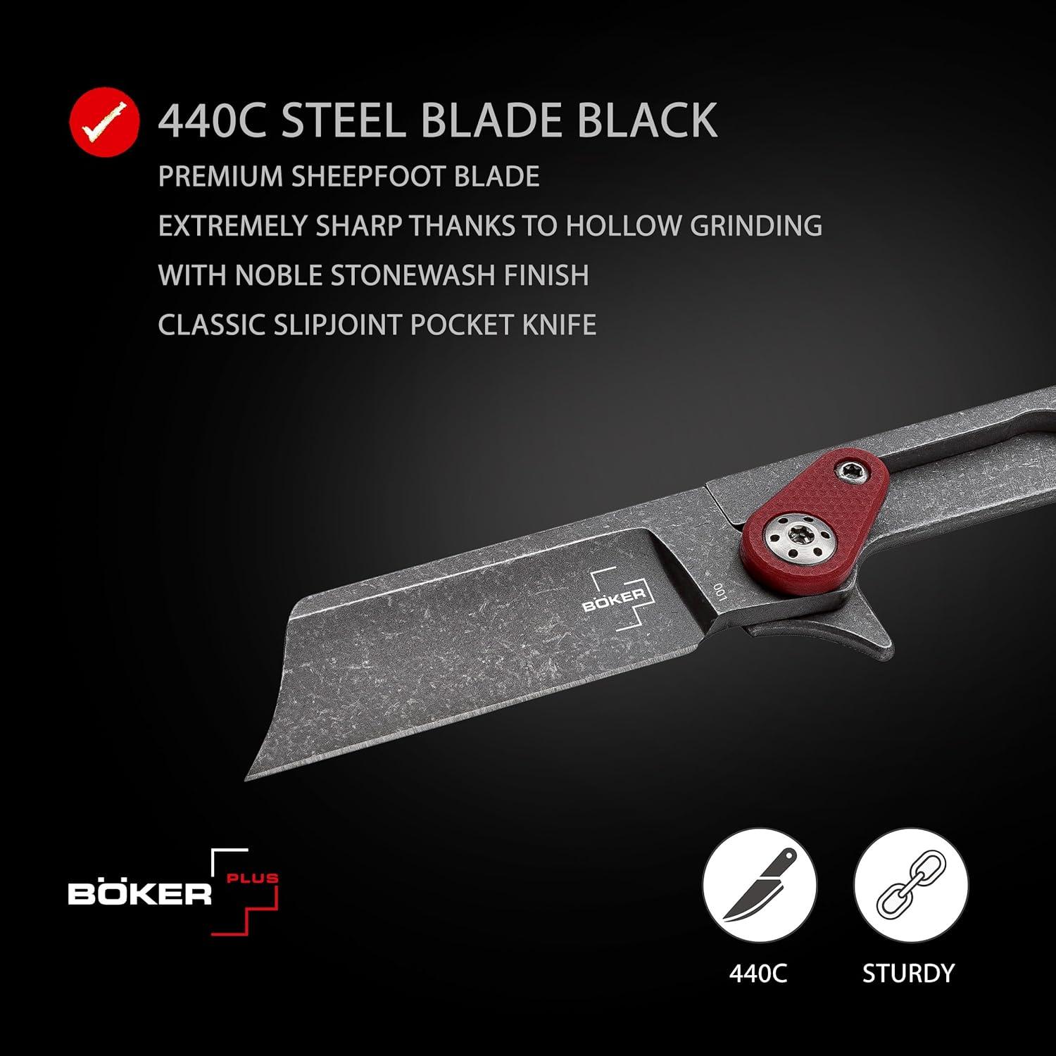 Cuchillo de bolsillo BÖKER PLUS Fragment G10 - EDC ligero rojo