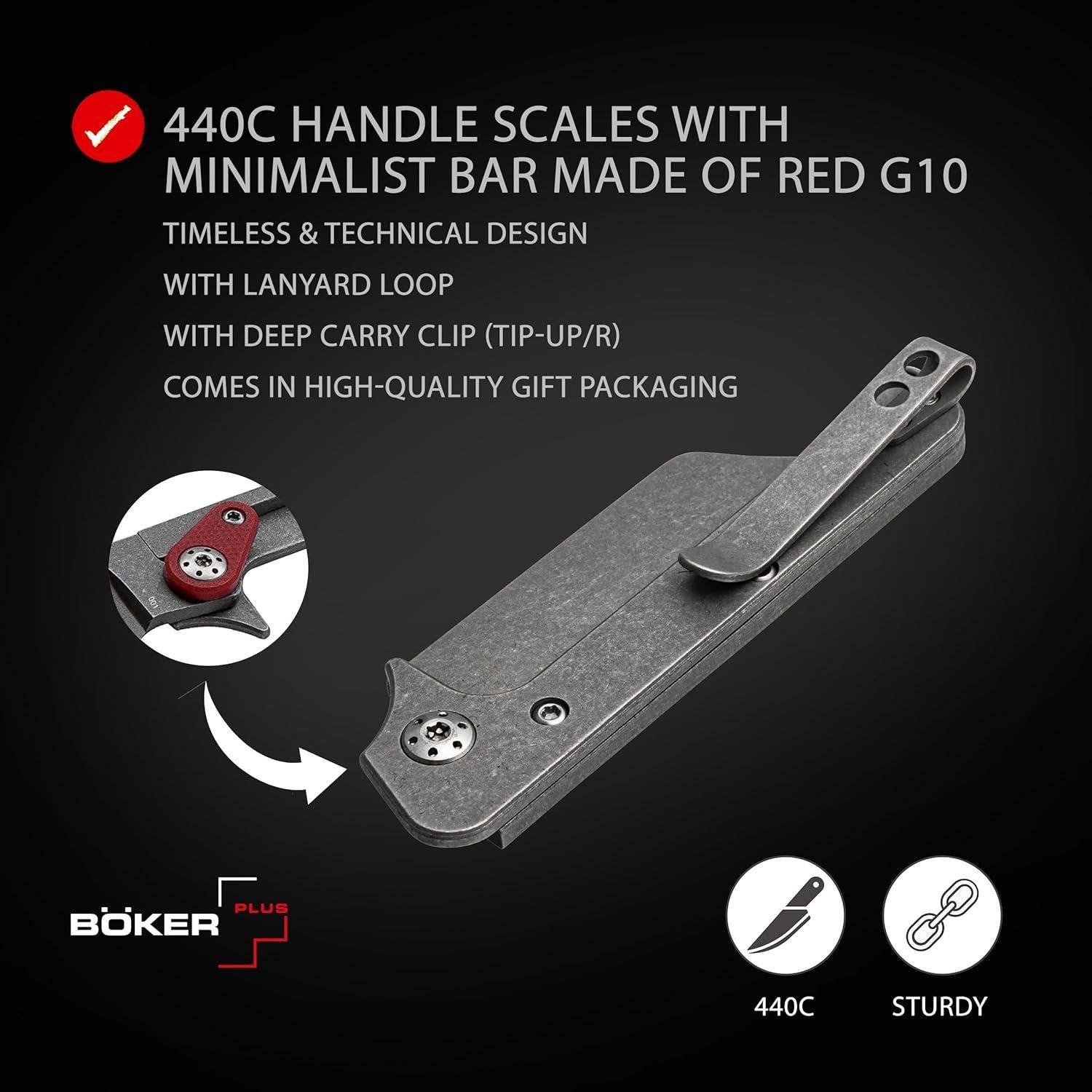 Cuchillo de bolsillo BÖKER PLUS Fragment G10 - EDC ligero rojo