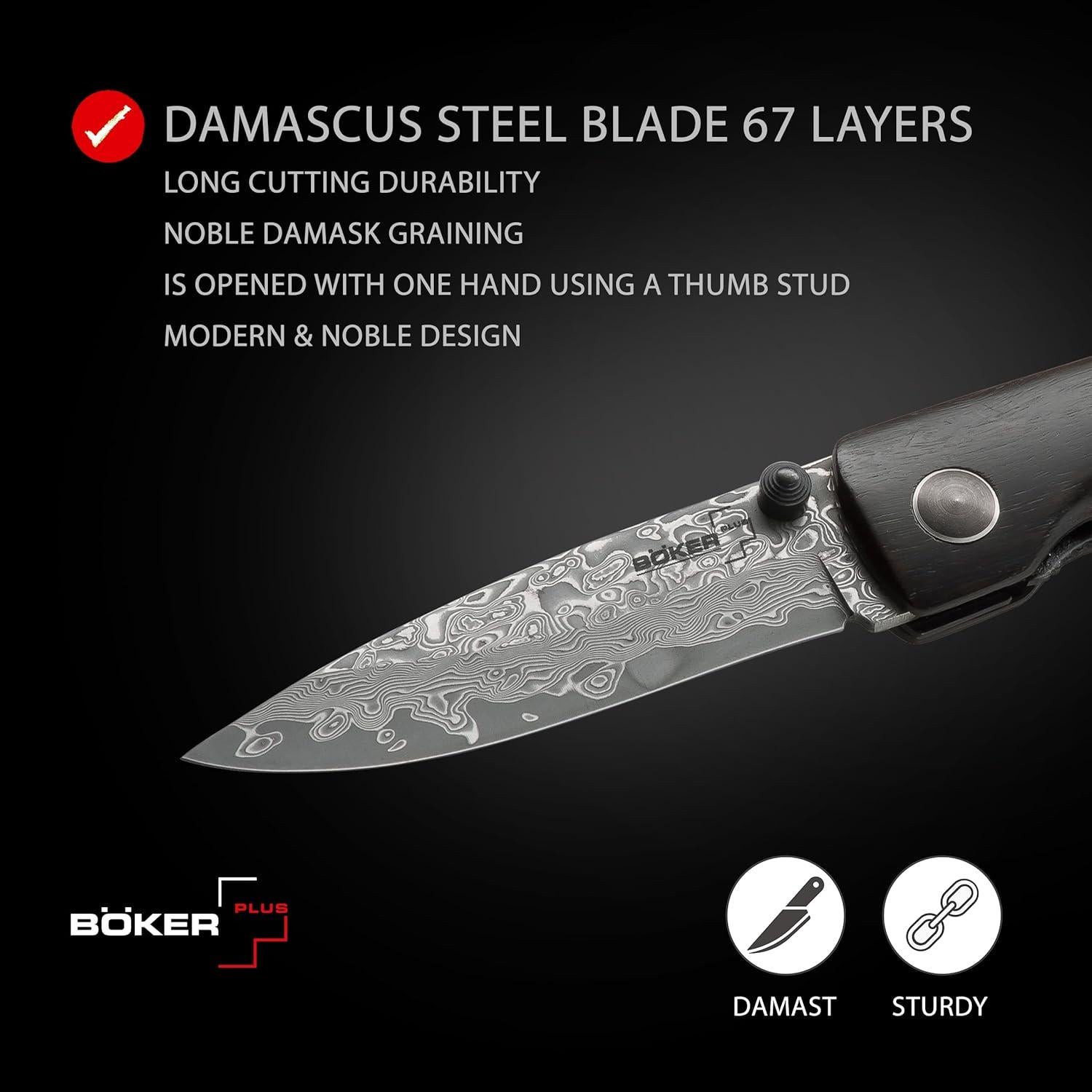 Cuchillo de bolsillo BOKER PLUS Damascus Gent 1 7.1 cm