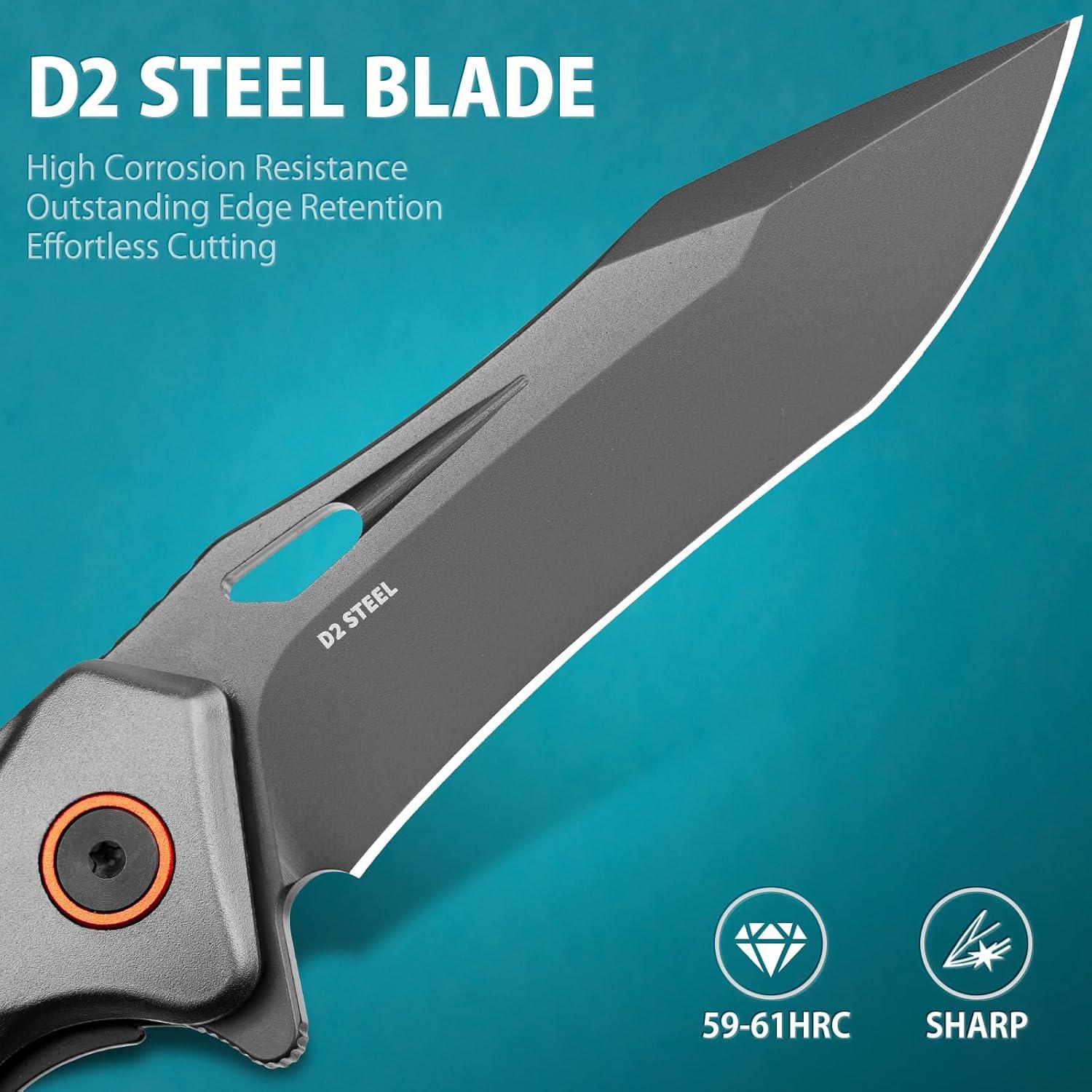 Cuchillo Plegable LOTHAR WYW de Acero D2 7.49 cm Negro