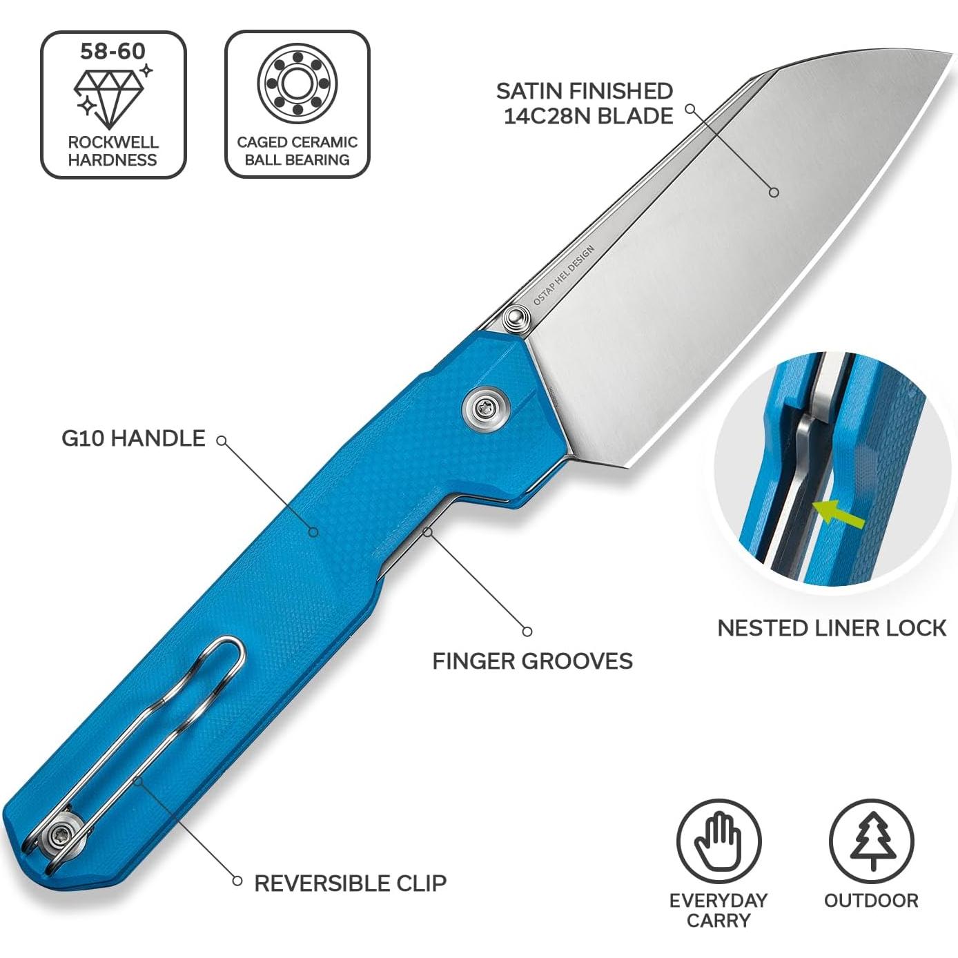 Cuchillo Plegable CIVIVI Hid 10.5 cm Hoja 14C28N Mango G10 Azul