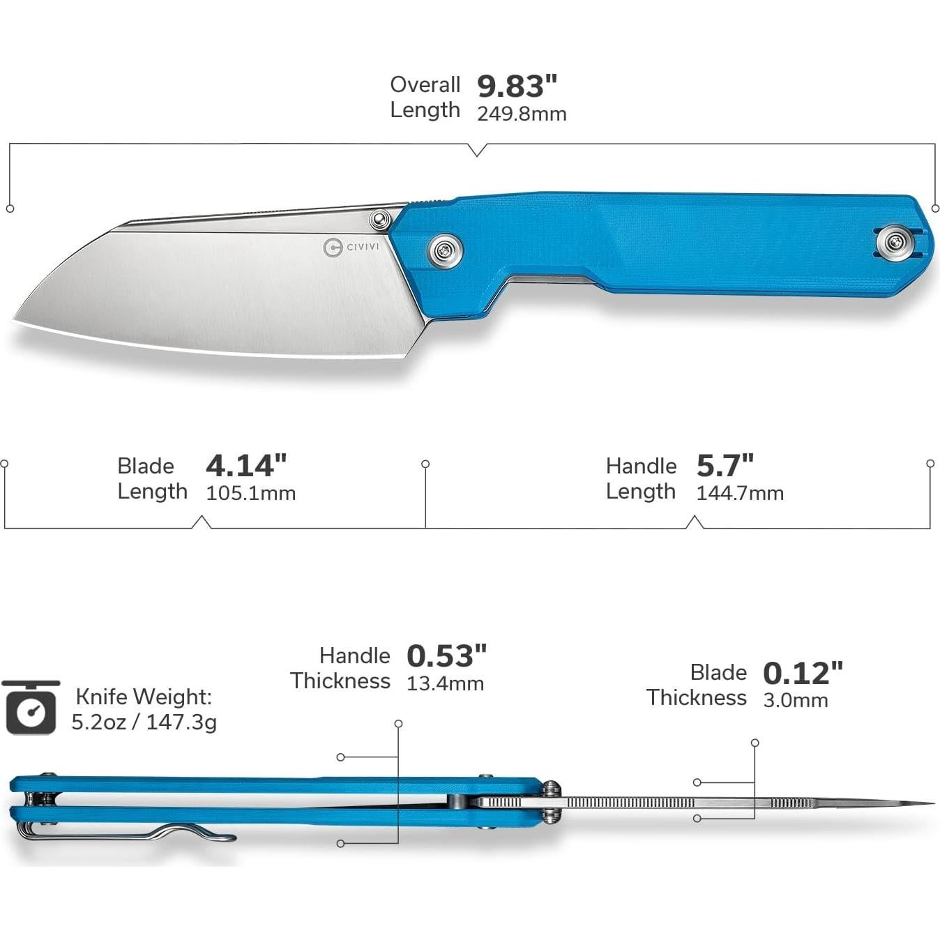 Cuchillo Plegable CIVIVI Hid 10.5 cm Hoja 14C28N Mango G10 Azul