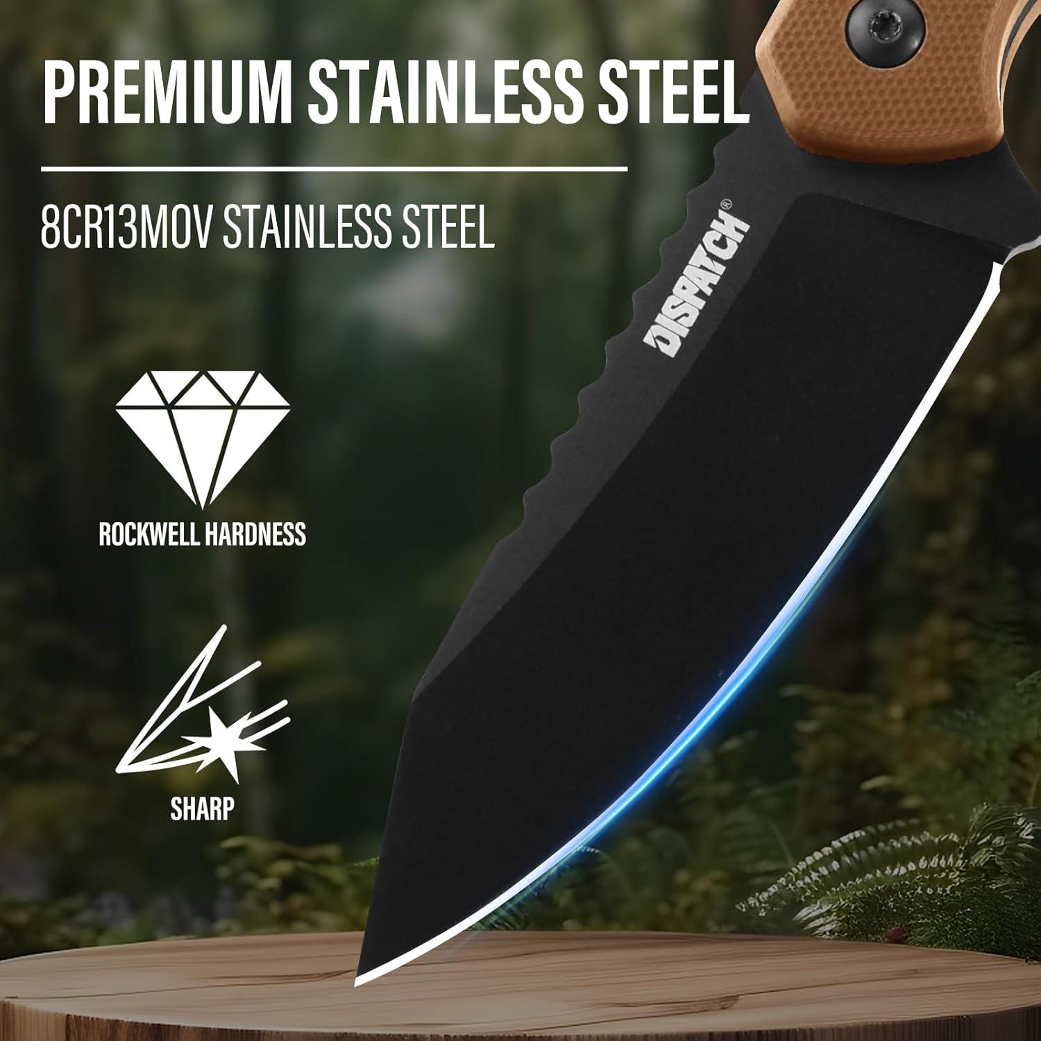 Cuchillo de Hoja Fija Dispatch con Funda Kydex 8cm